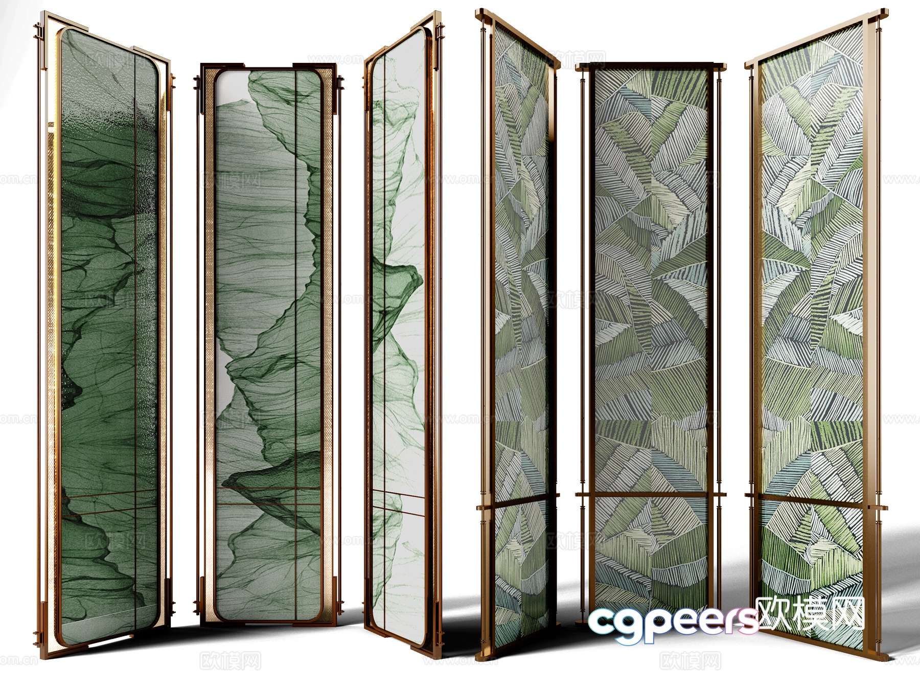 Light luxury screen folding screen 3d model Light luxury screen folding screen 3d model