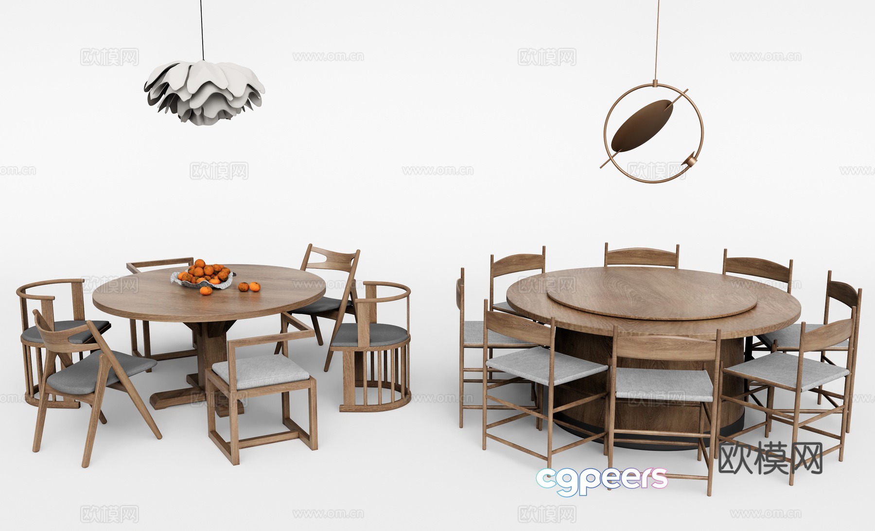 Wabi-sabi dining table and chairs round dining table 3d model Wabi-sabi dining table and chairs round dining table 3d model