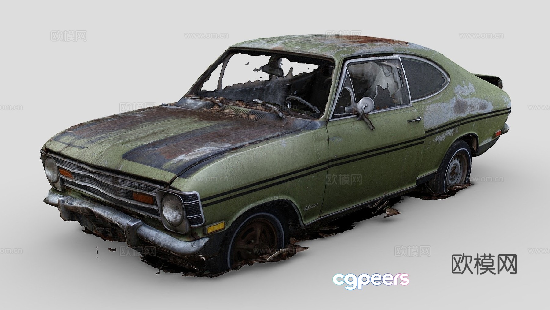 Abandoned Opel Cadit post war wind car 3d model Abandoned Opel Cadit post war wind car 3d model