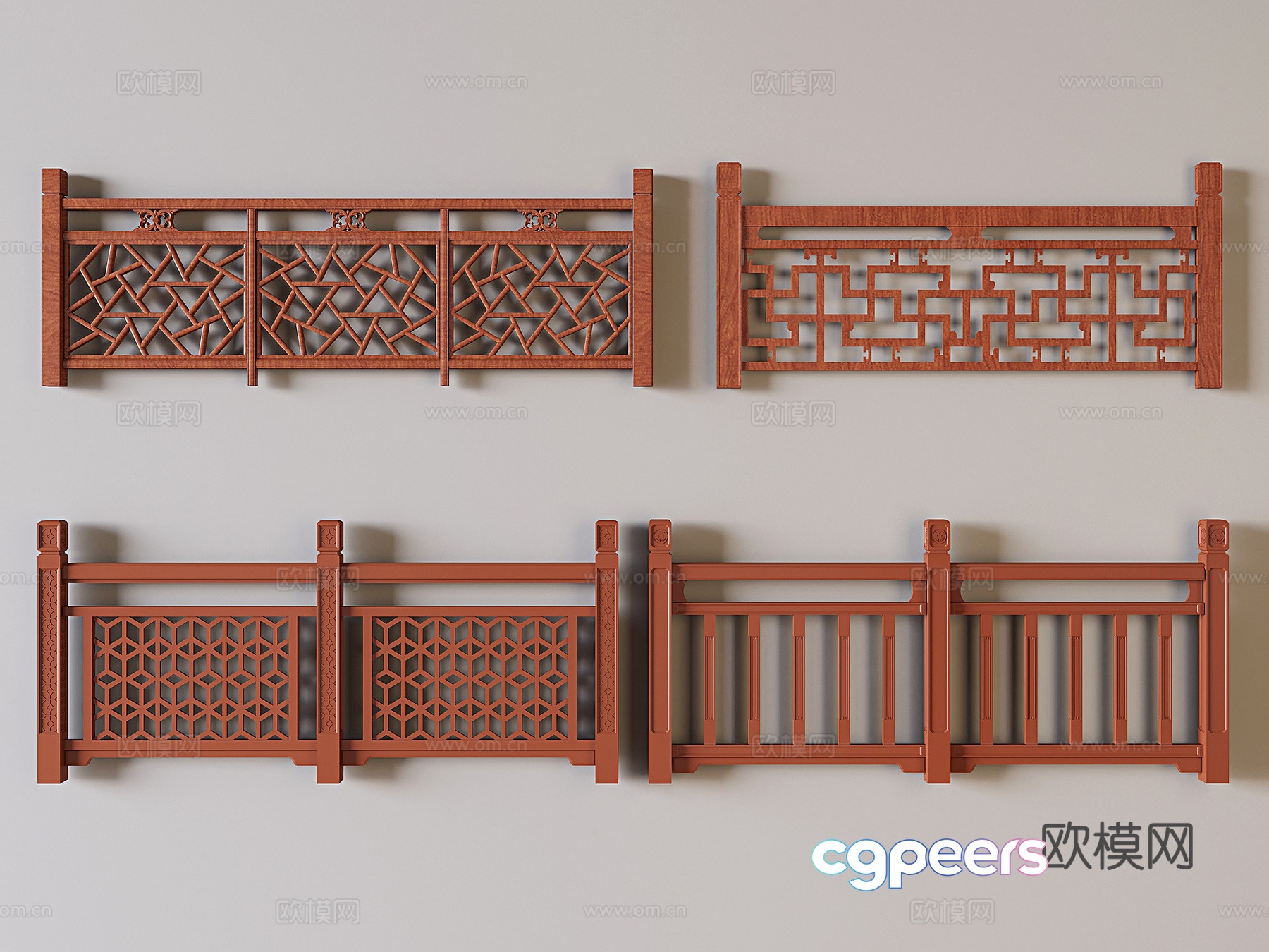 Chinese style fence guardrail railing 3d model Chinese style fence guardrail railing 3d model