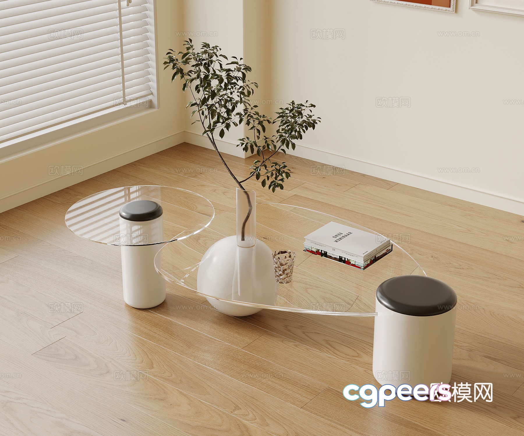 Modern mother-in-law coffee table glass coffee table spliced ​​coffee table 3D model Modern mother-in-law coffee table glass coffee table spliced ​​coffee table 3D model
