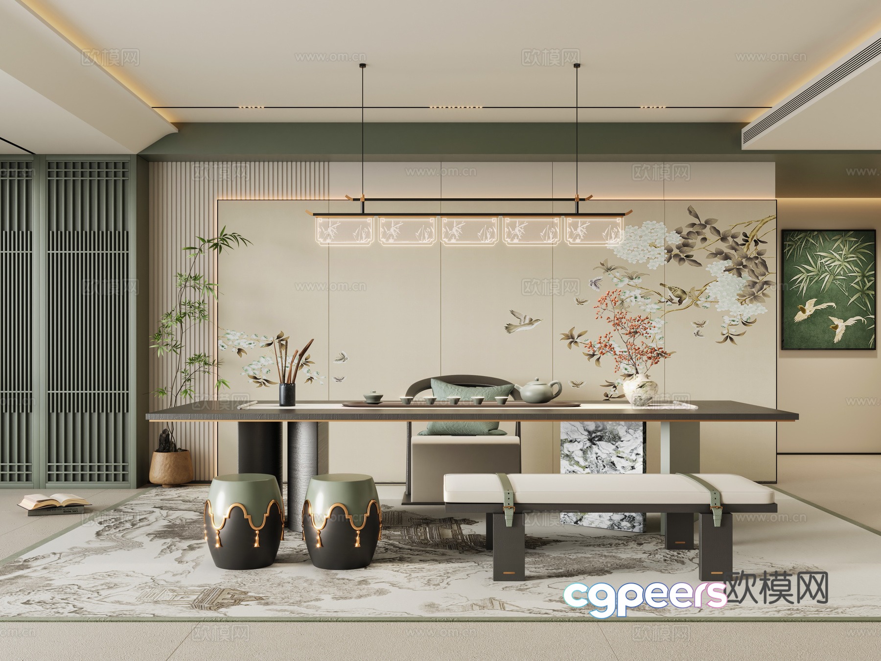 New Chinese tea room 3d model New Chinese tea room 3d model