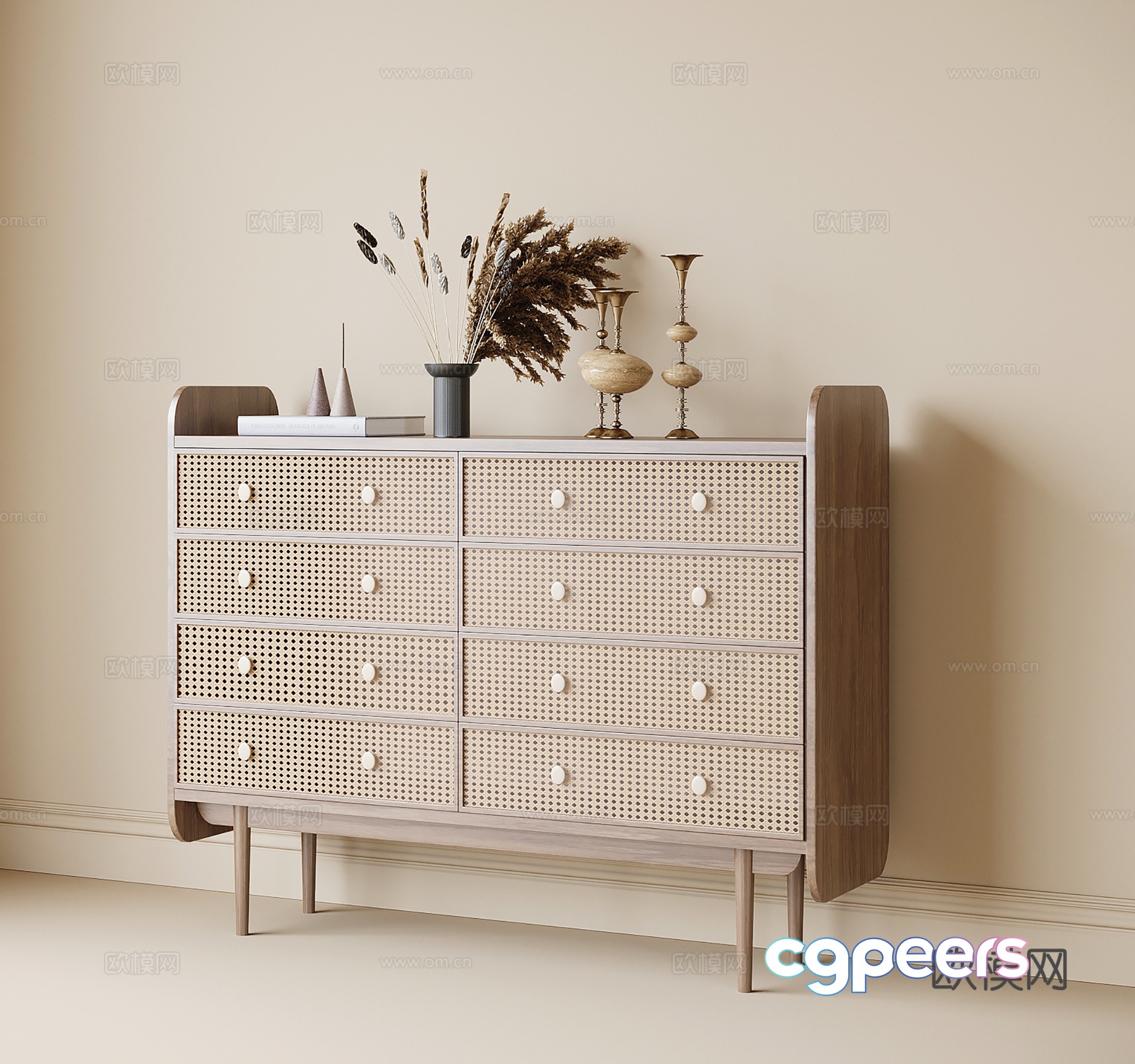 Wabi-sabi shoe cabinet low cabinet 3d model Wabi-sabi shoe cabinet low cabinet 3d model