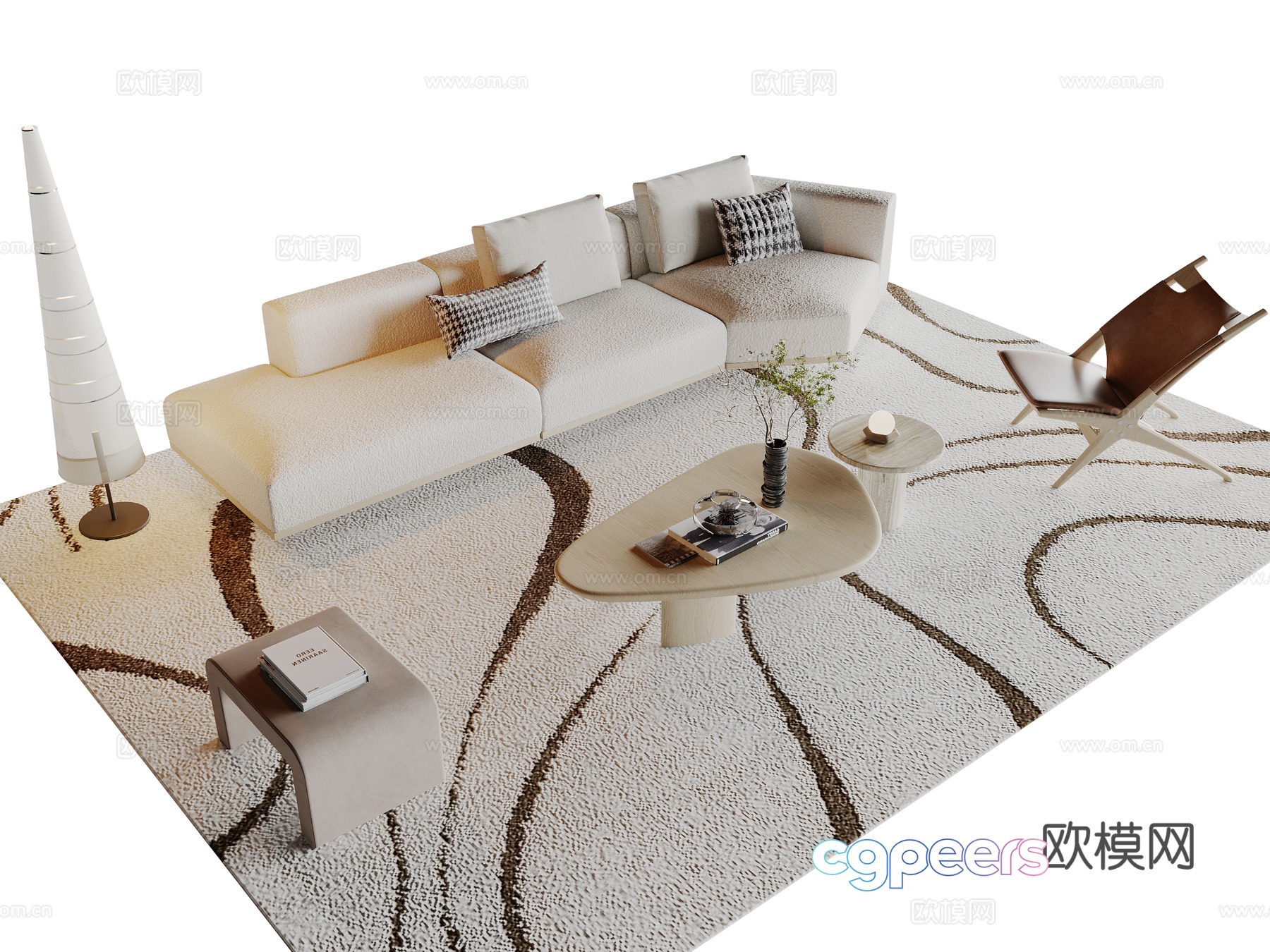 Cream style modular sofa 3d model Cream style modular sofa 3d model