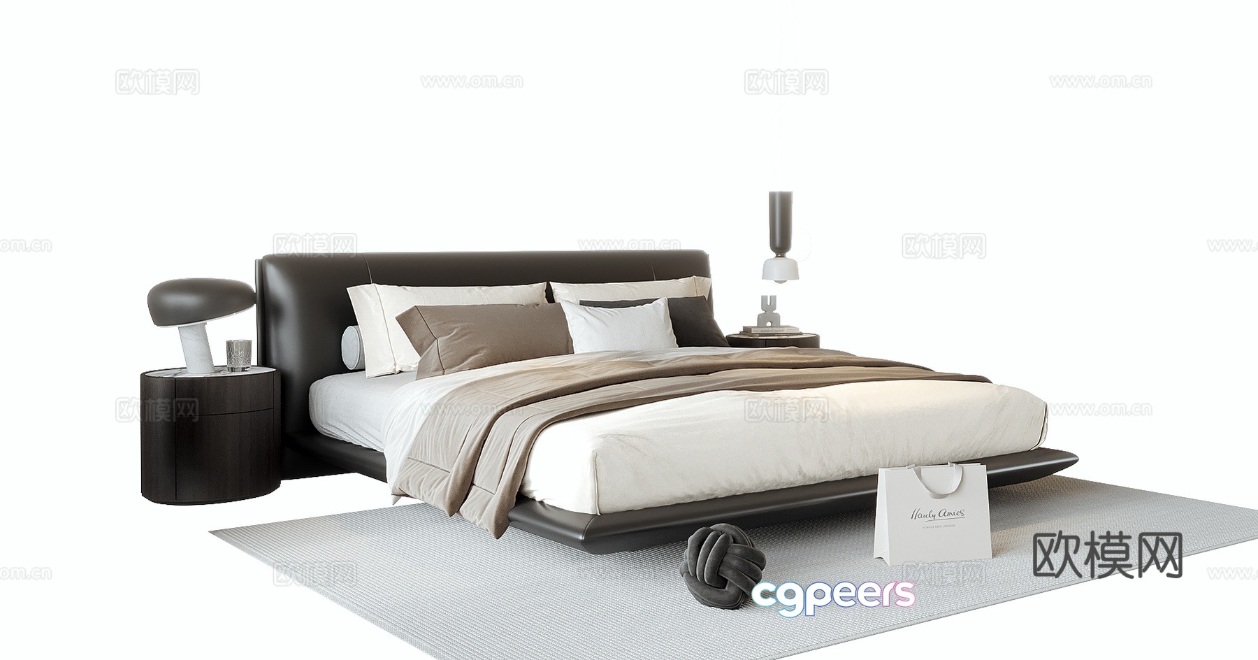 Modern double bed 3d model Modern double bed 3d model