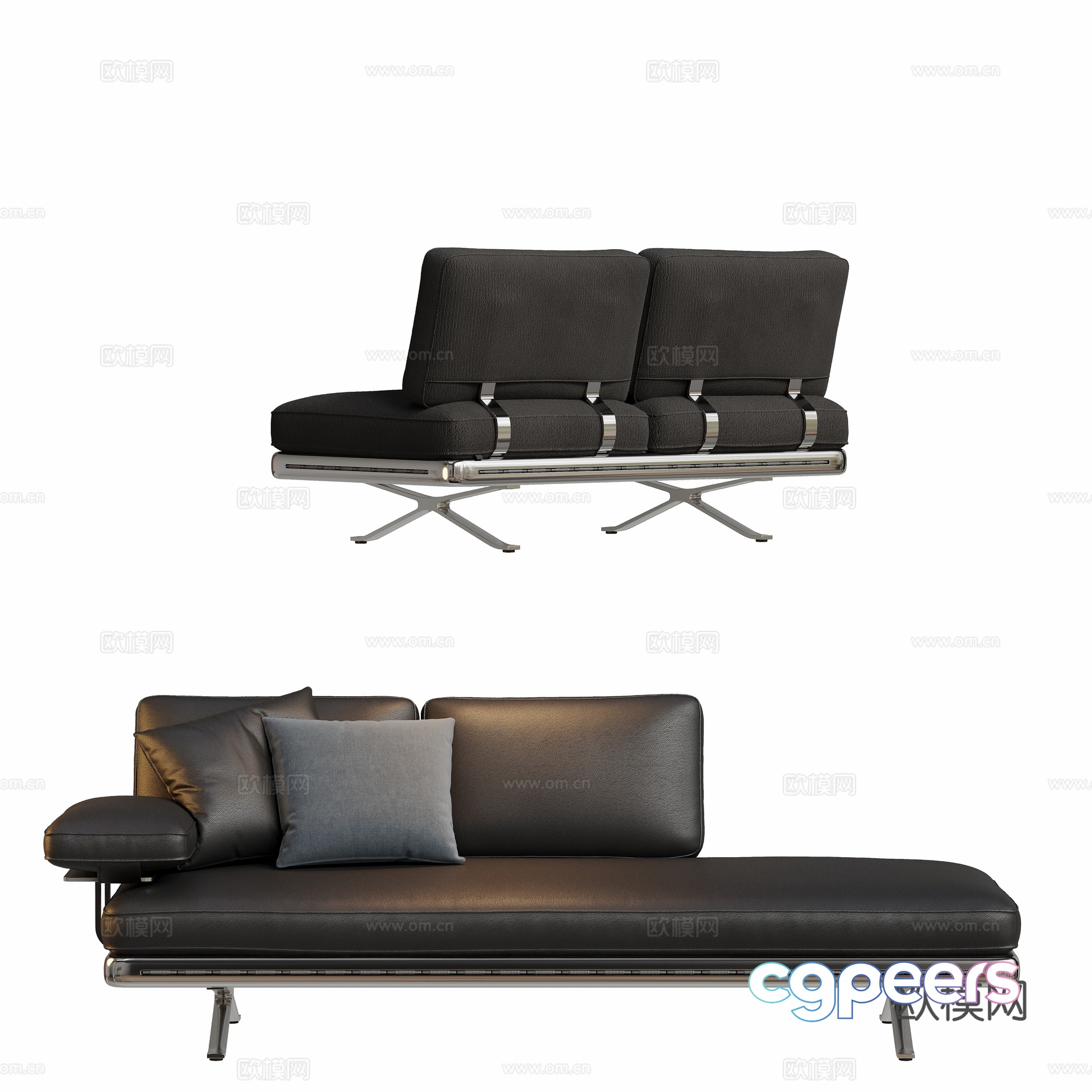 Double sofa leather sofa 3d model Double sofa leather sofa 3d model