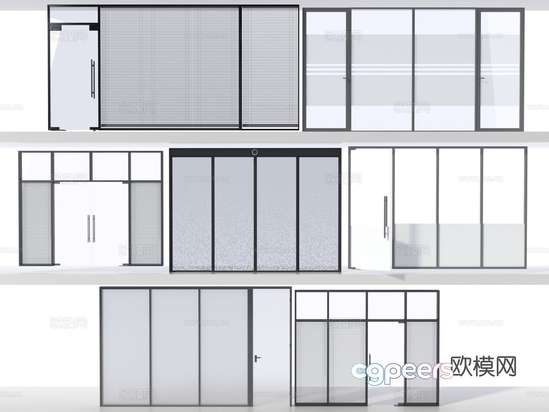Office door high partition glass partition 3d model Office door high partition glass partition 3d model