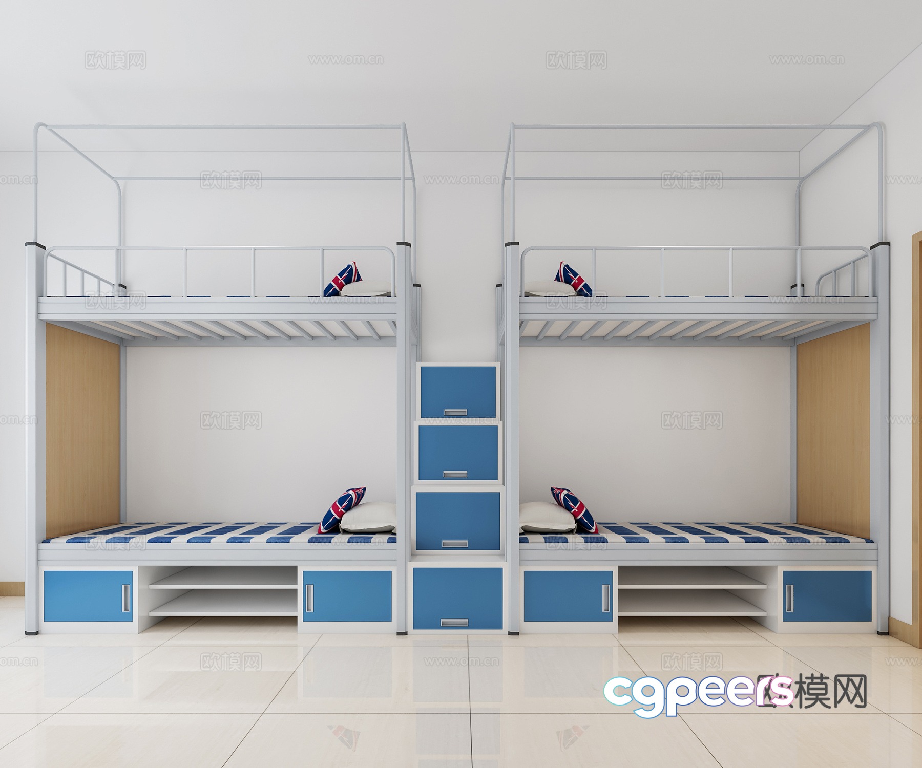 Modern bunk bed wrought iron bed 3d model Modern bunk bed wrought iron bed 3d model