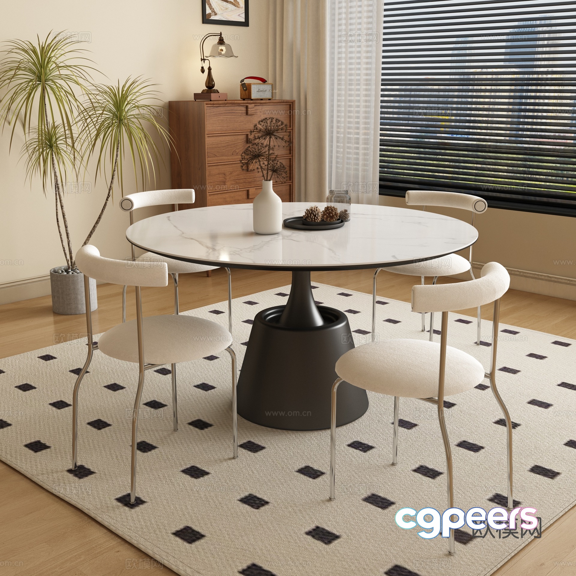 Medieval style dining table and chairs round dining table 3D model Medieval style dining table and chairs round dining table 3D model