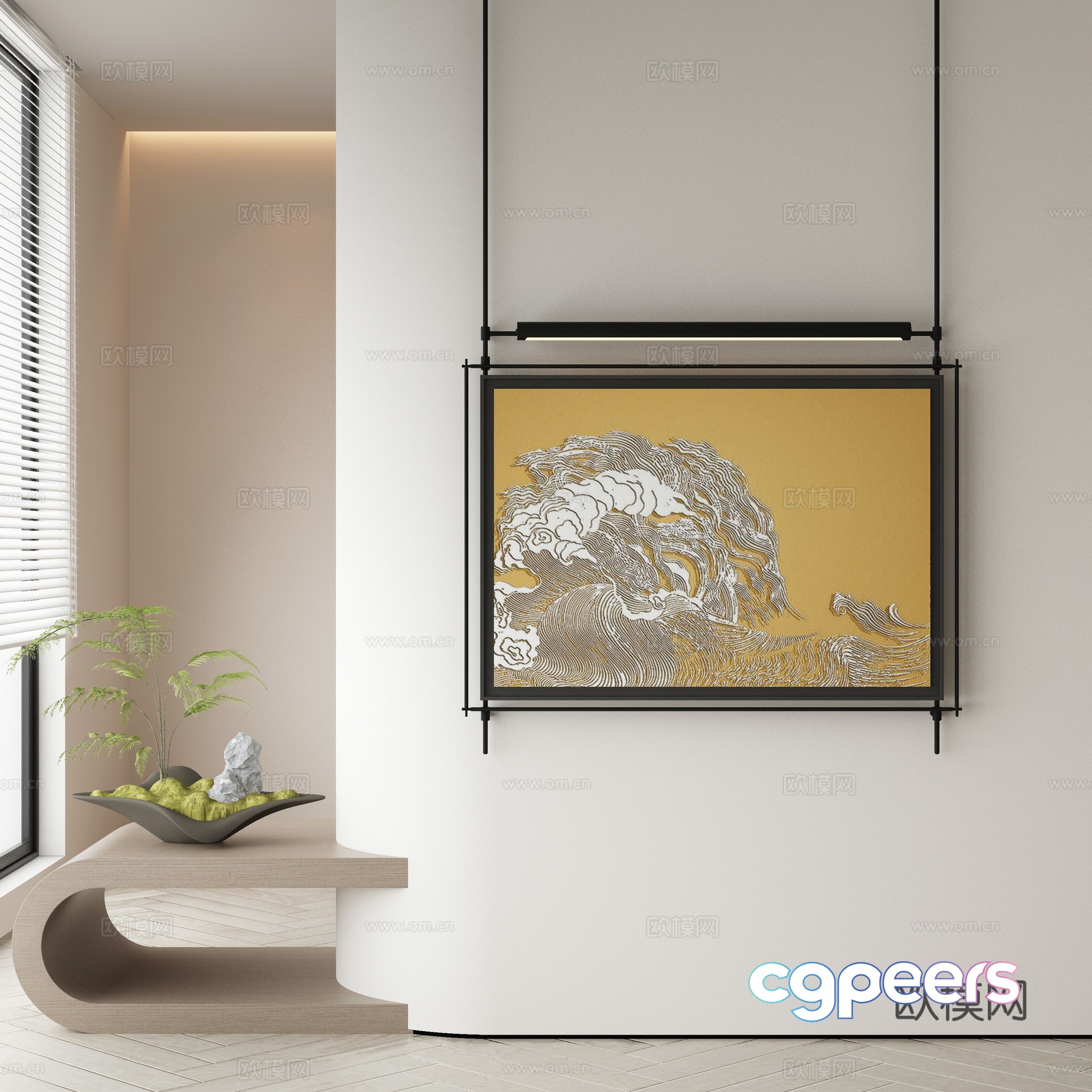 New Chinese style decorative painting texture painting hanging painting 3D model New Chinese style decorative painting texture painting hanging painting 3D model