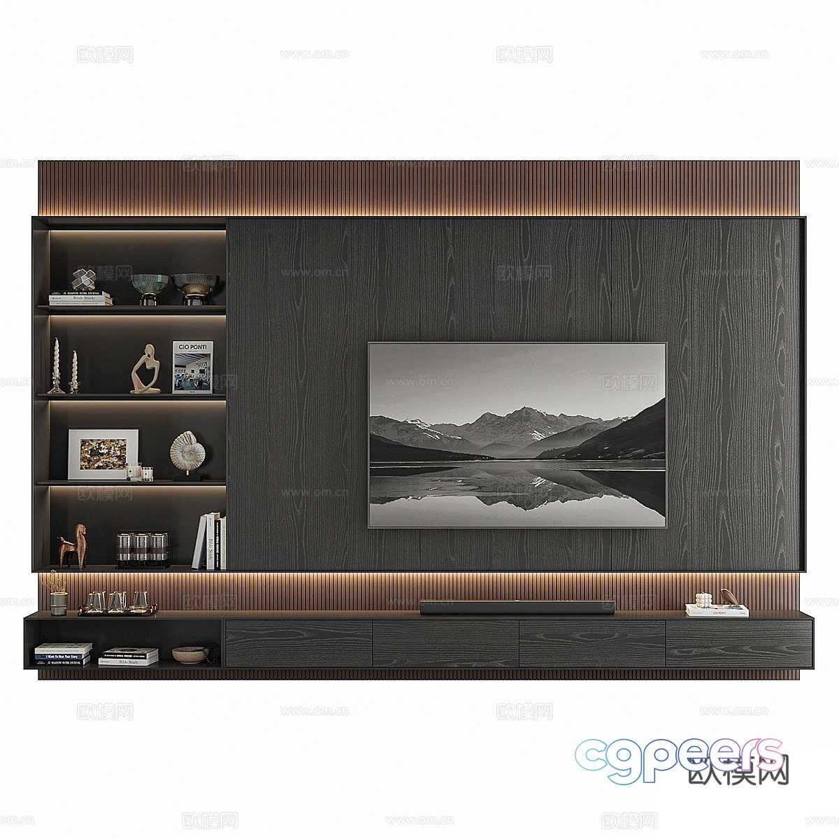 Modern TV background wall 3d model Modern TV background wall 3d model