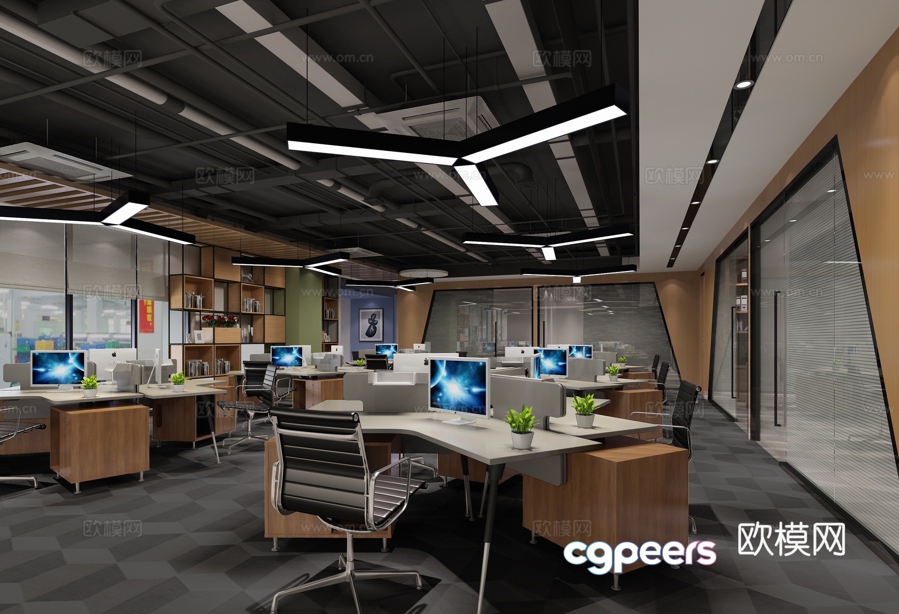 Open office office area 3d model Open office office area 3d model