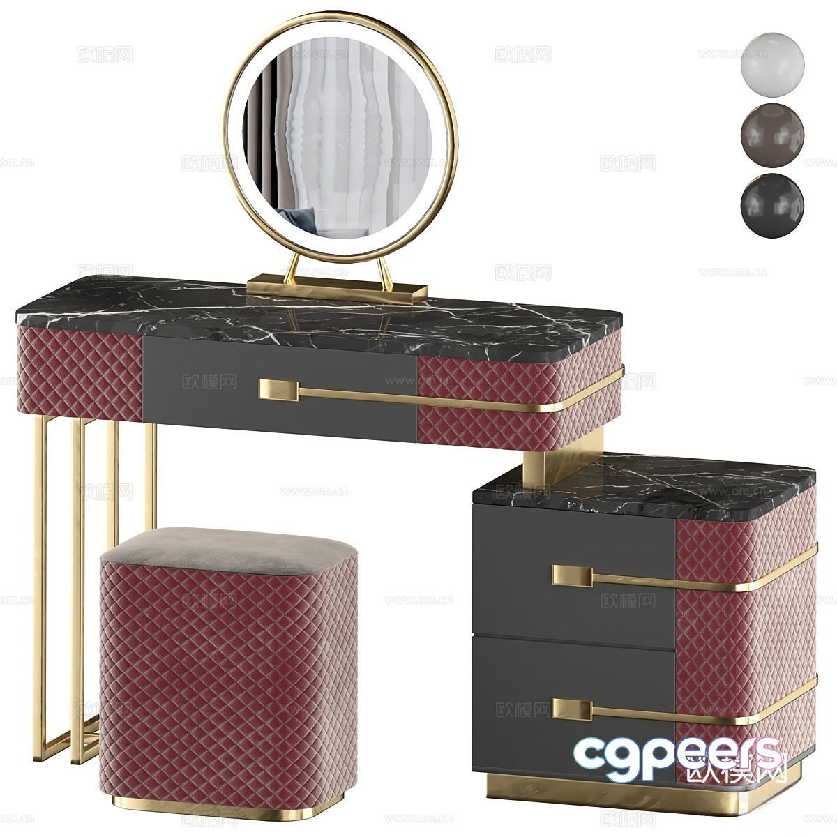European style dressing table 3d model European style dressing table 3d model