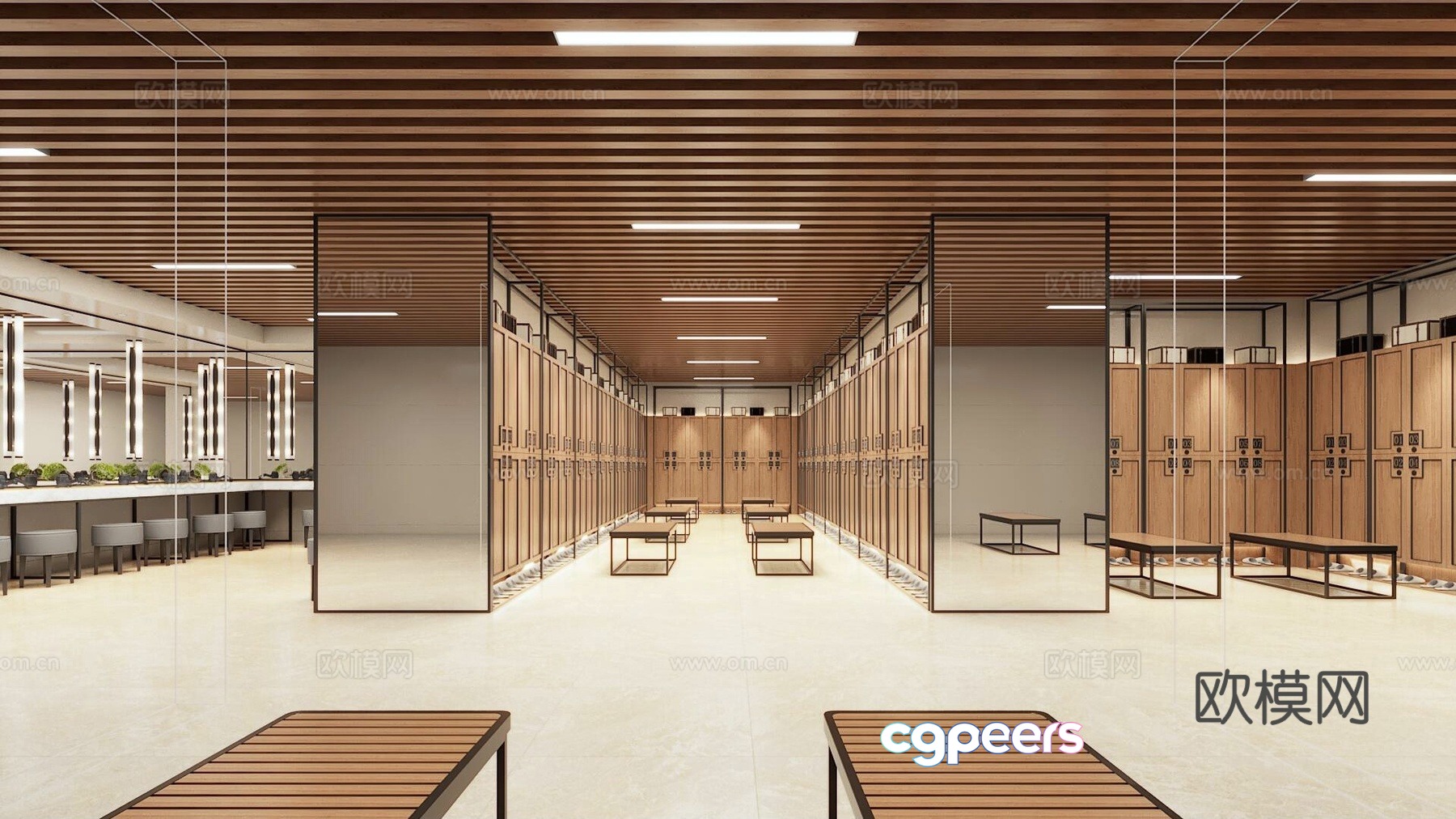 Bath center locker room 3d model Bath center locker room 3d model
