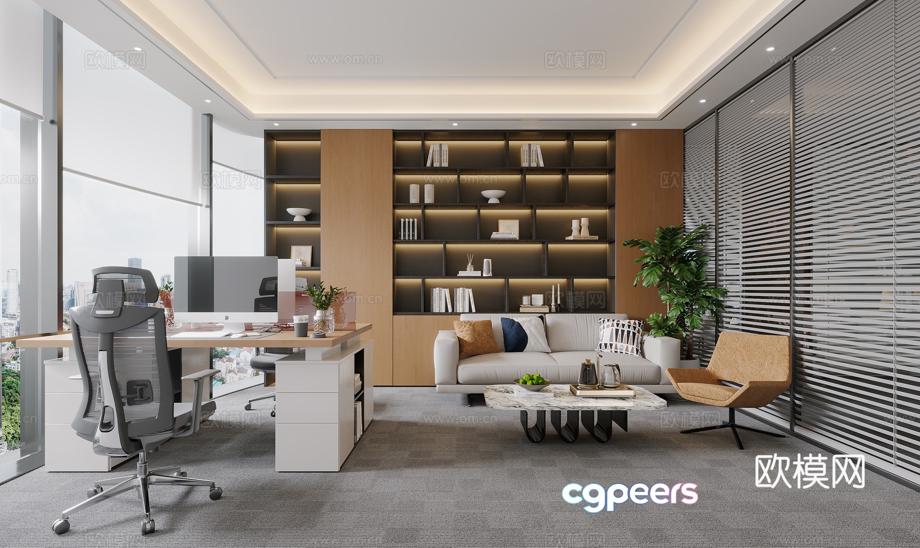 Modern double office 3d model Modern double office 3d model