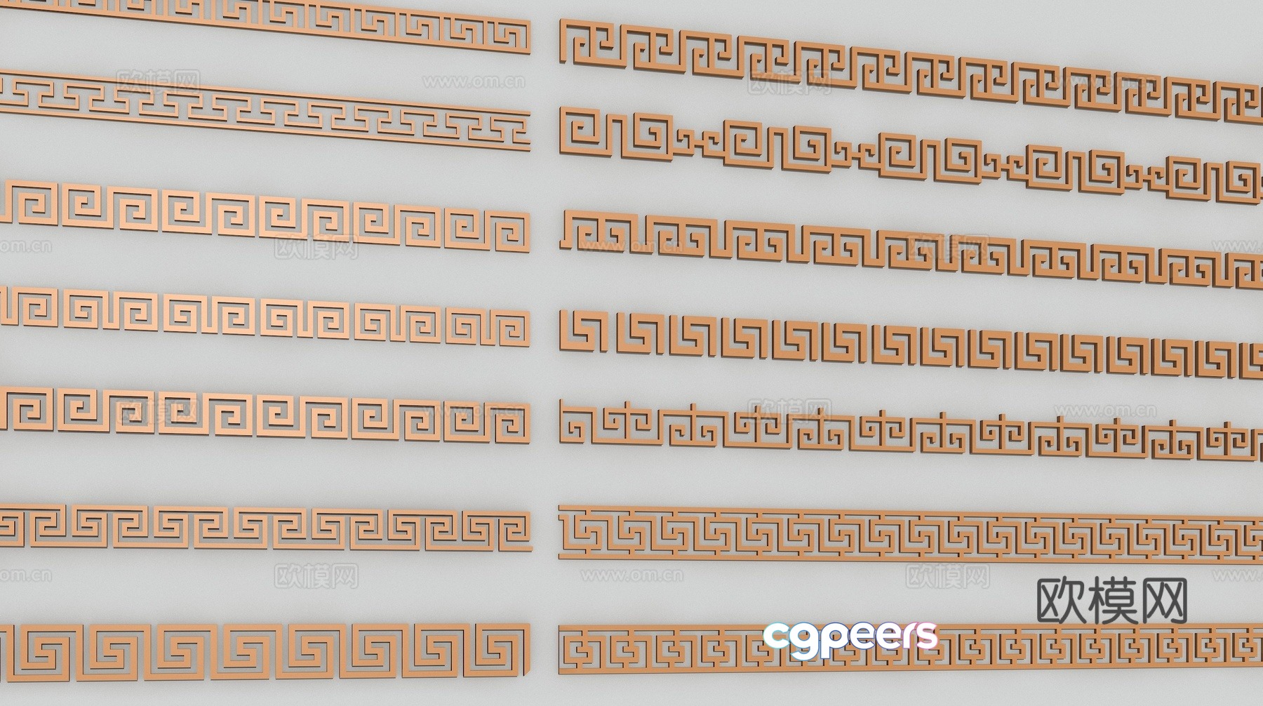 3d model of Chinese style fringe lines 3d model of Chinese style fringe lines