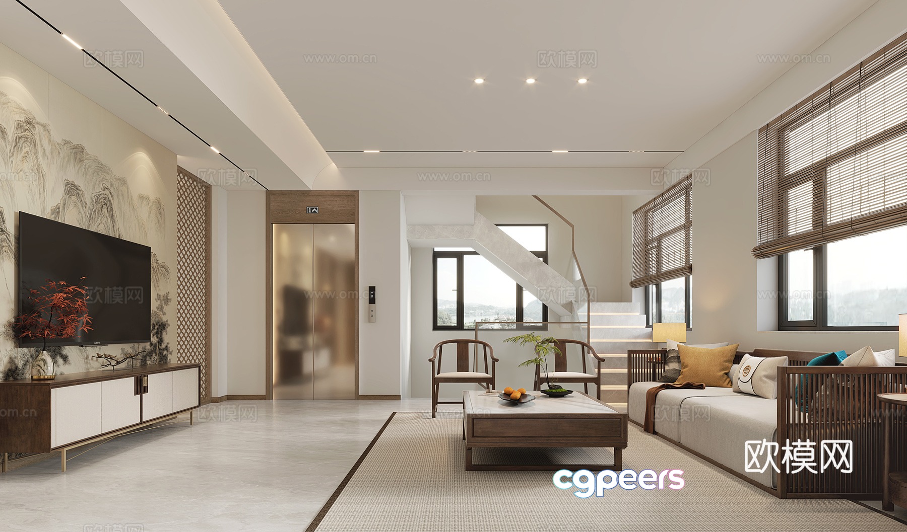 New Chinese style living room 3d model New Chinese style living room 3d model