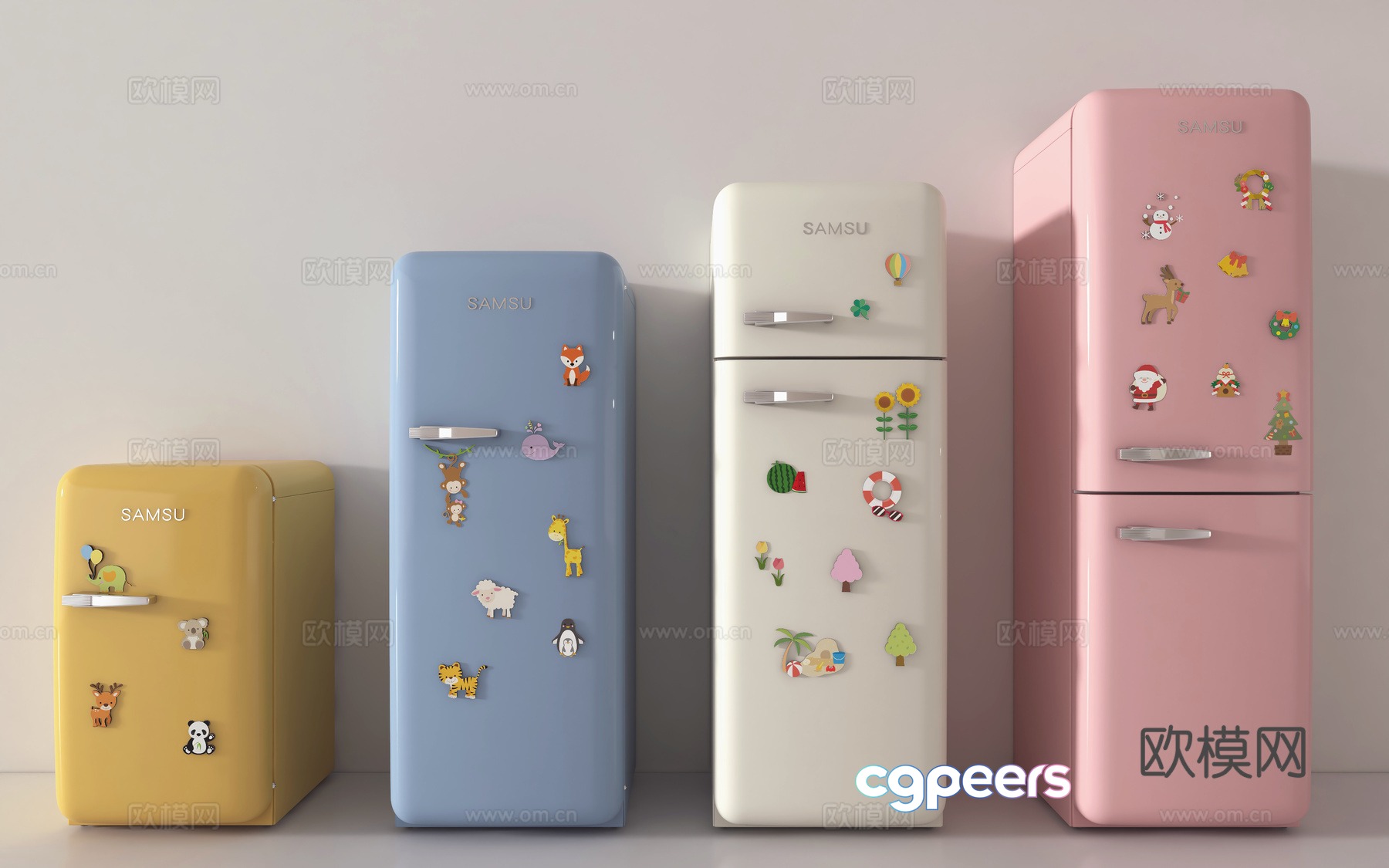 Single door refrigerator small refrigerator 3d model Single door refrigerator small refrigerator 3d model