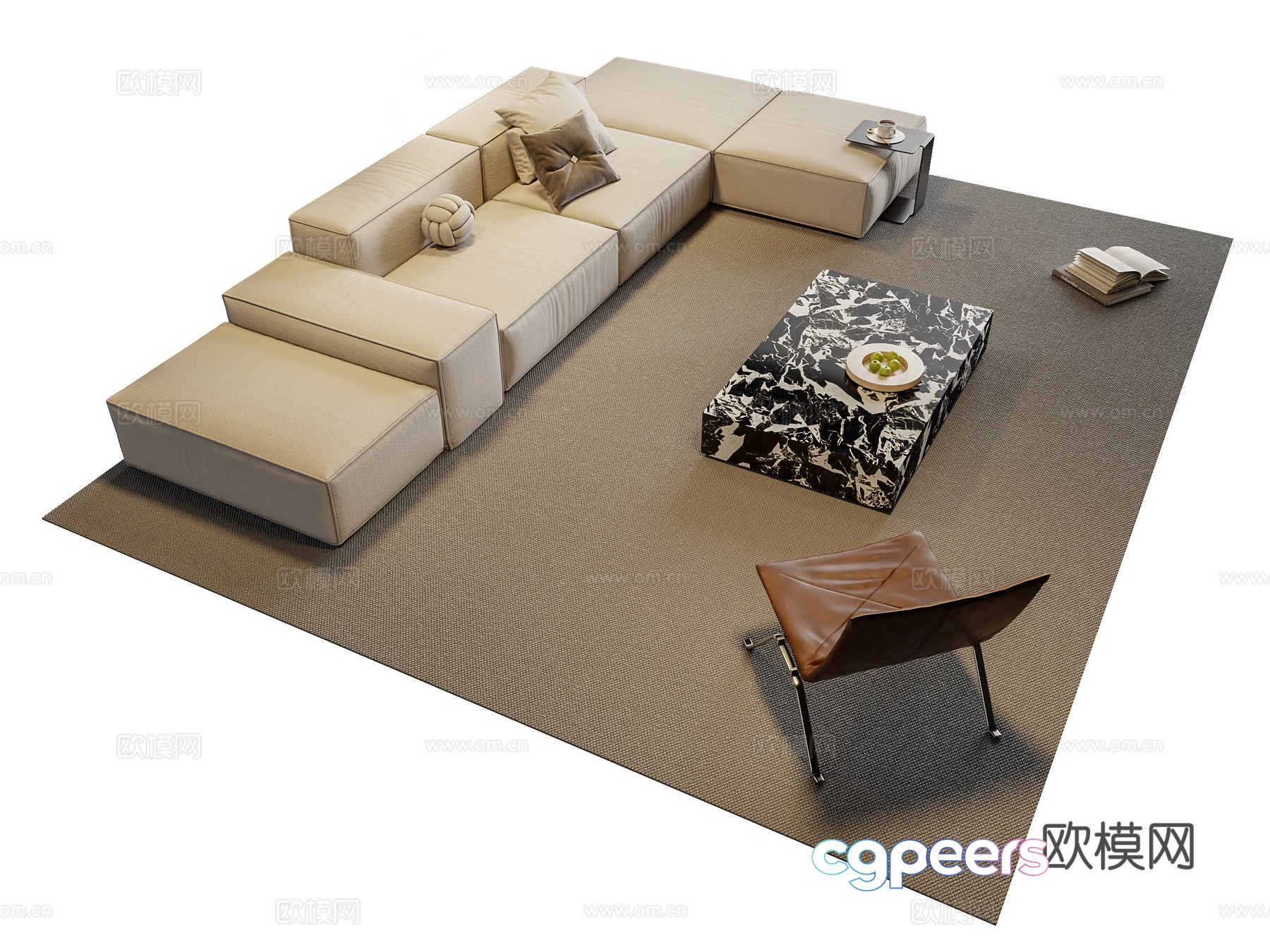 Modern square sofa coffee table modular sofa 3d model Modern square sofa coffee table modular sofa 3d model