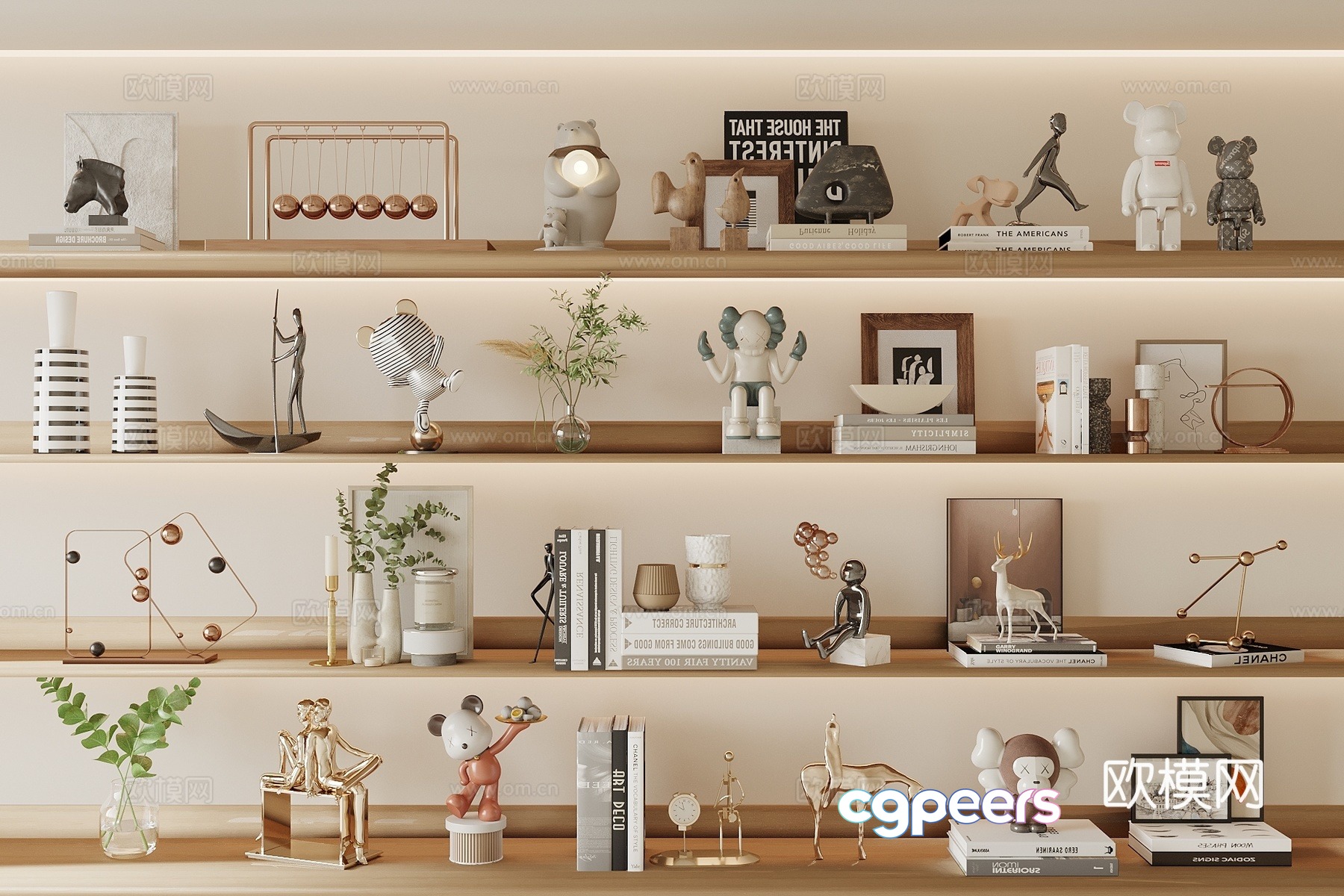 Modern decorations ornaments artwork books 3d model Modern decorations ornaments artwork books 3d model