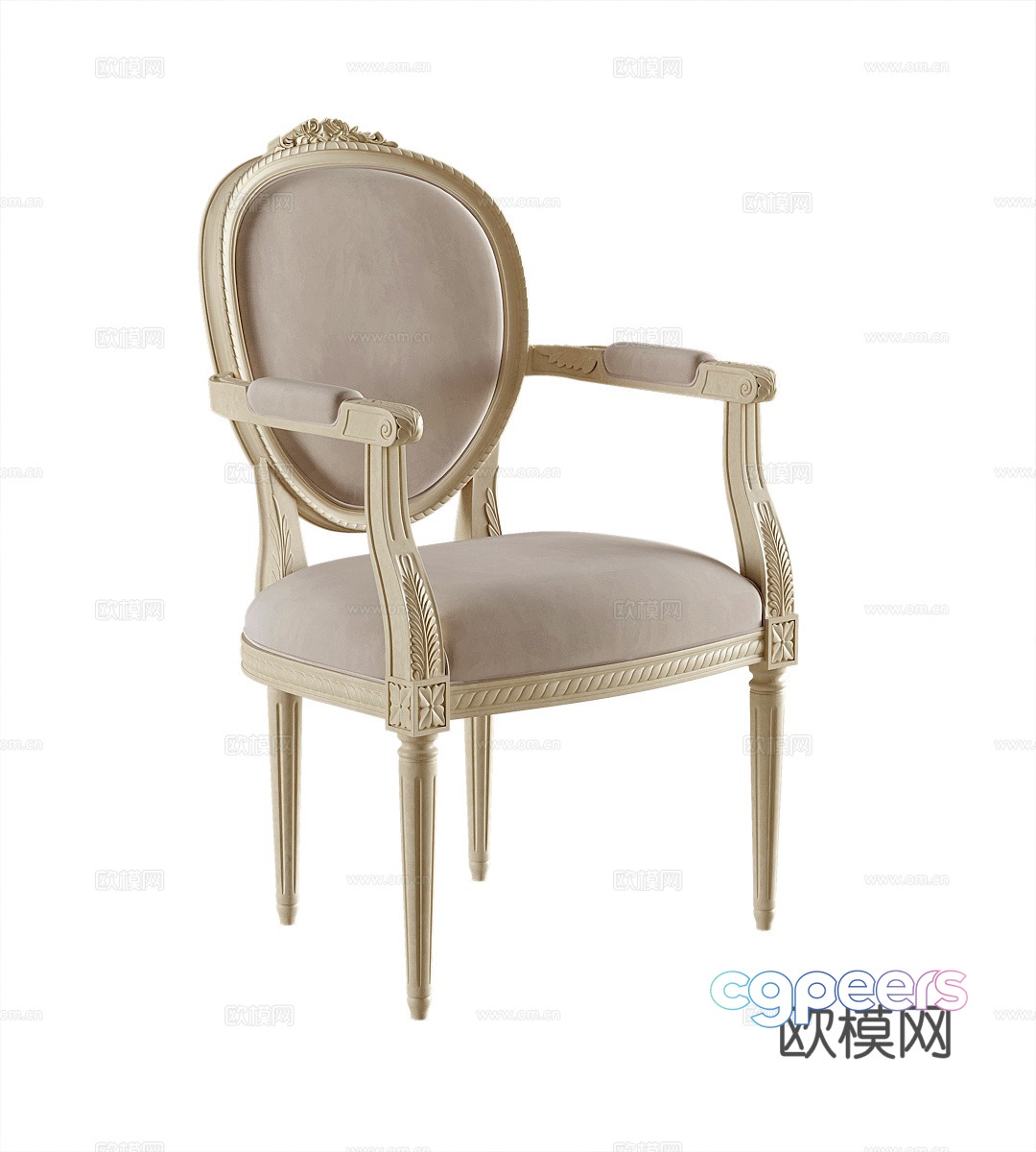 French single chair dining chair 3d model French single chair dining chair 3d model