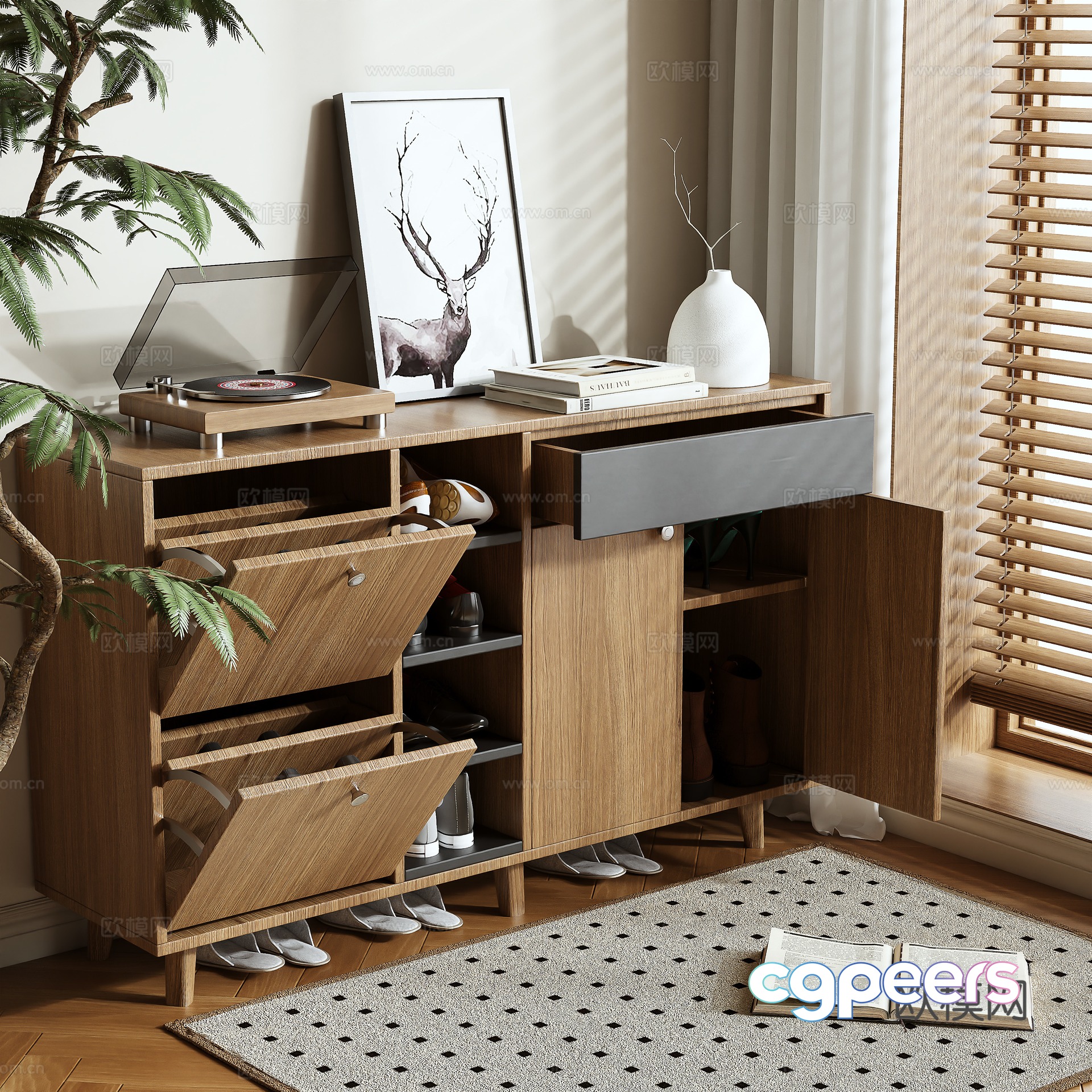 Log style shoe cabinet 3D model Log style shoe cabinet 3D model