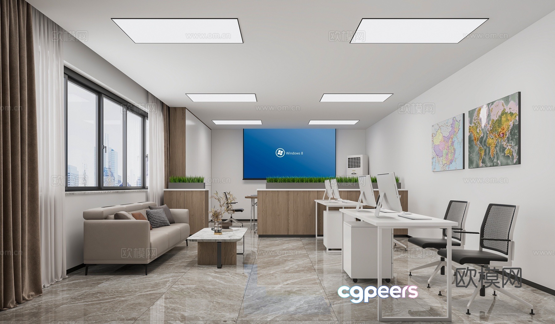Public office area office 3d model Public office area office 3d model