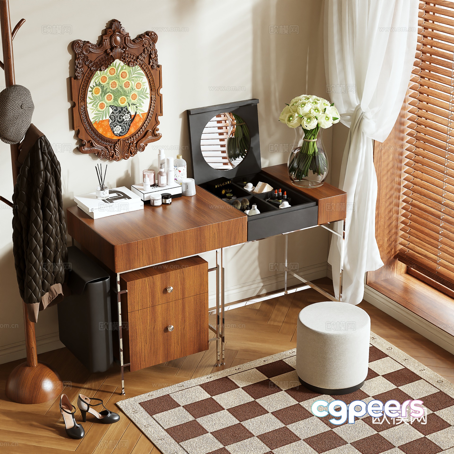 Log style dressing table 3d model Log style dressing table 3d model