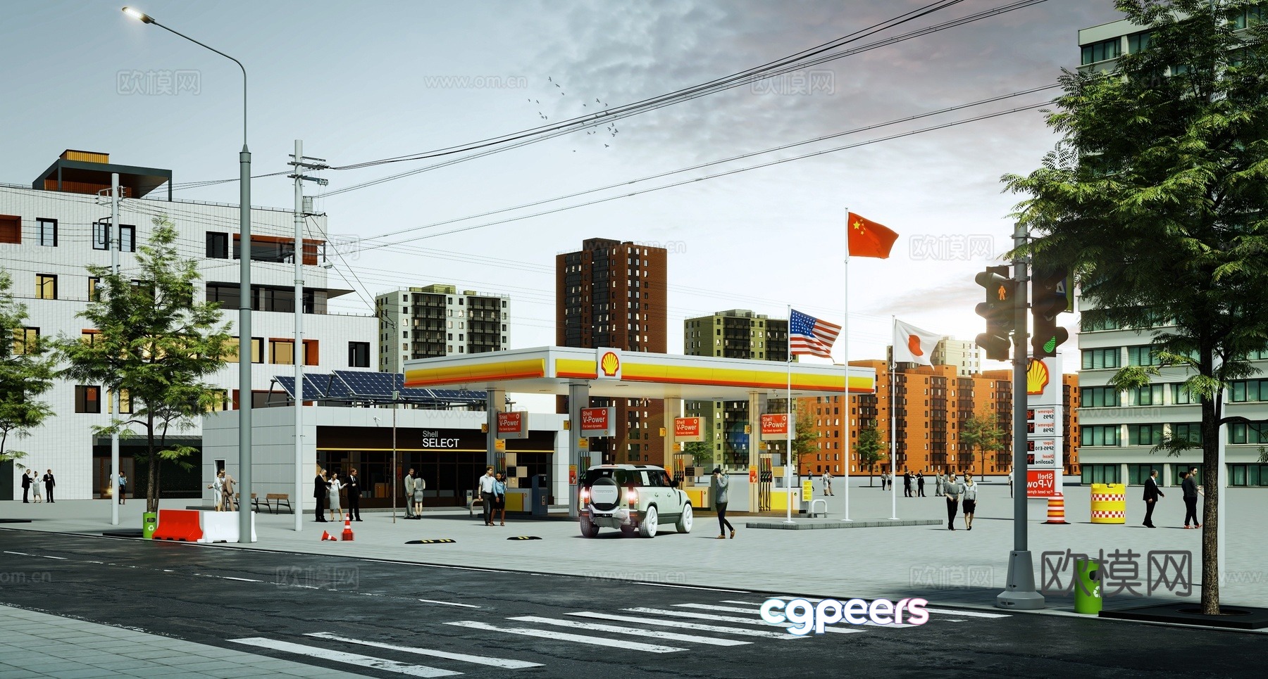 Modern gas station exterior 3d model Modern gas station exterior 3d model