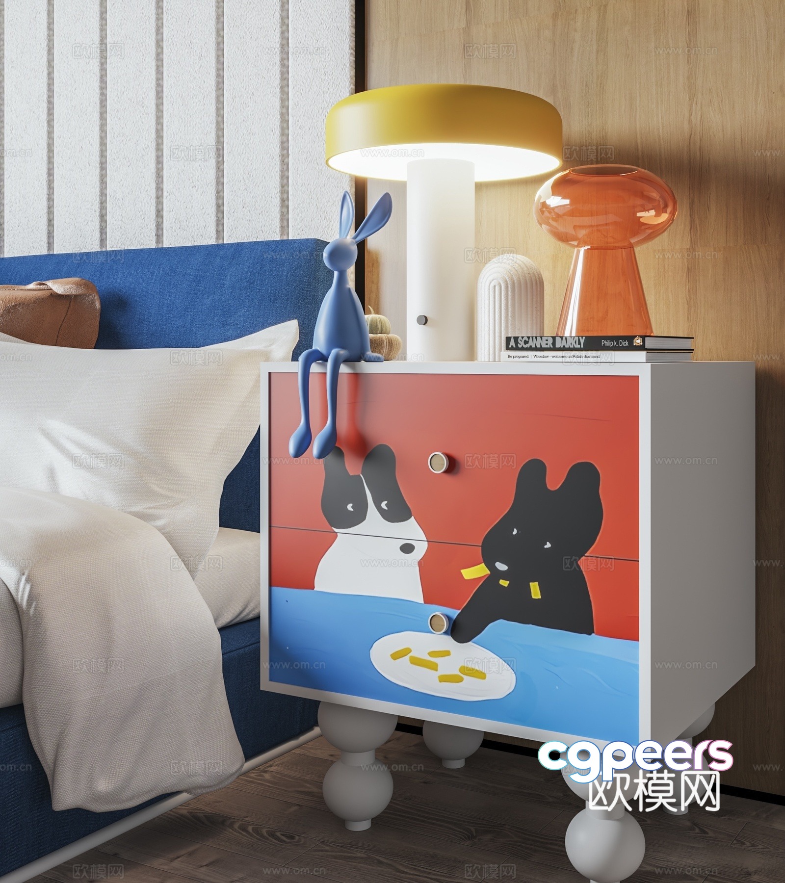 Modern bedside table 3d model Modern bedside table 3d model
