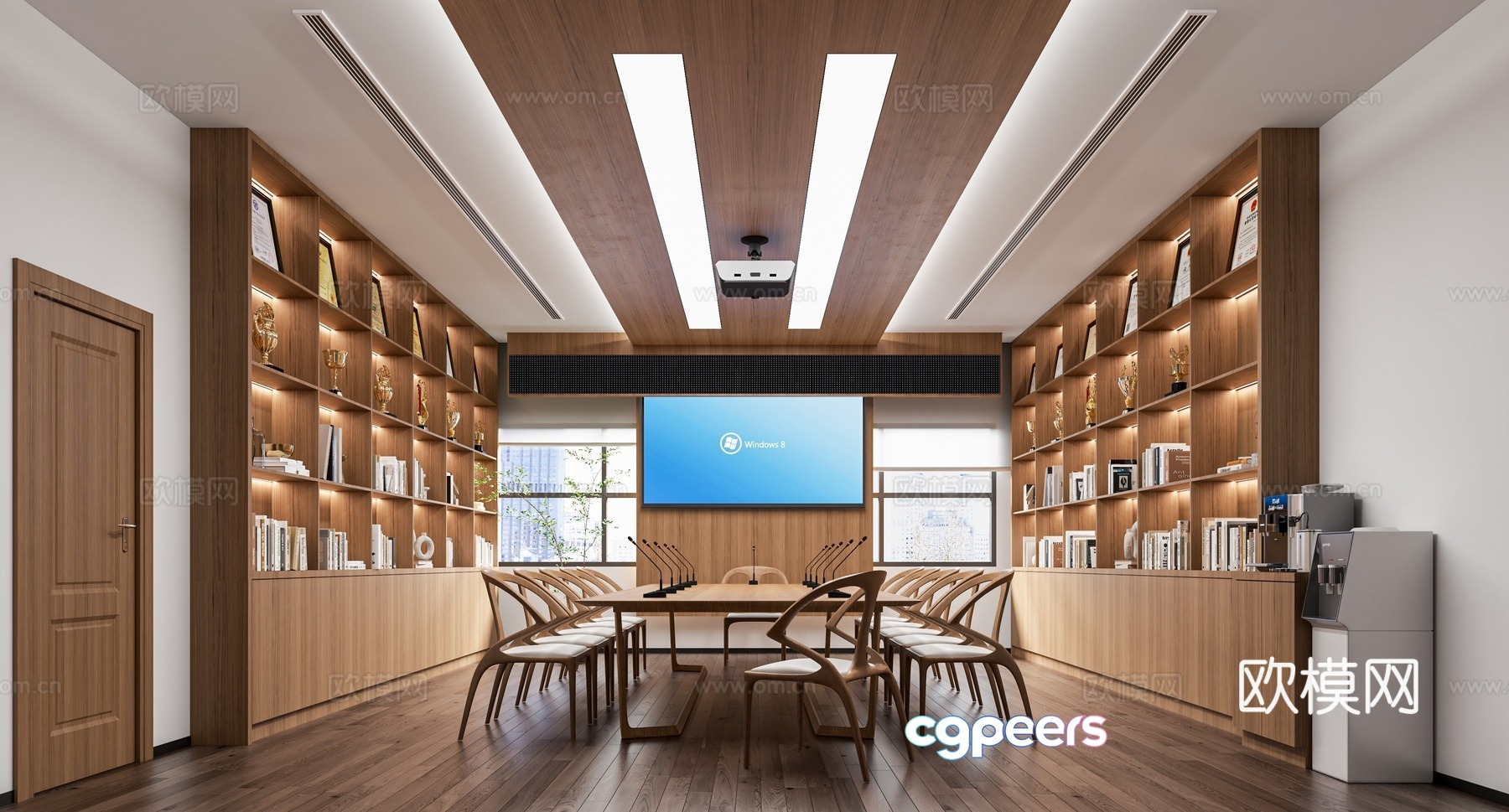 Log style conference room 3d model Log style conference room 3d model