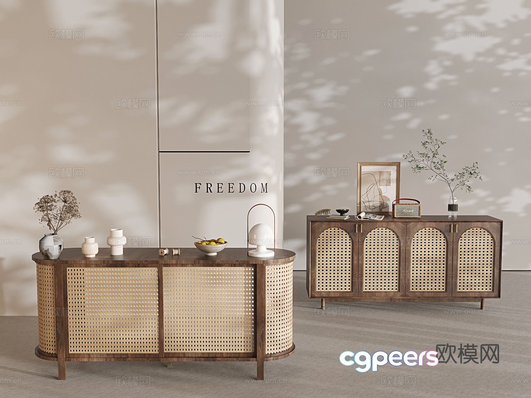 Wabi-sabi entrance cabinet 3d model Wabi-sabi entrance cabinet 3d model