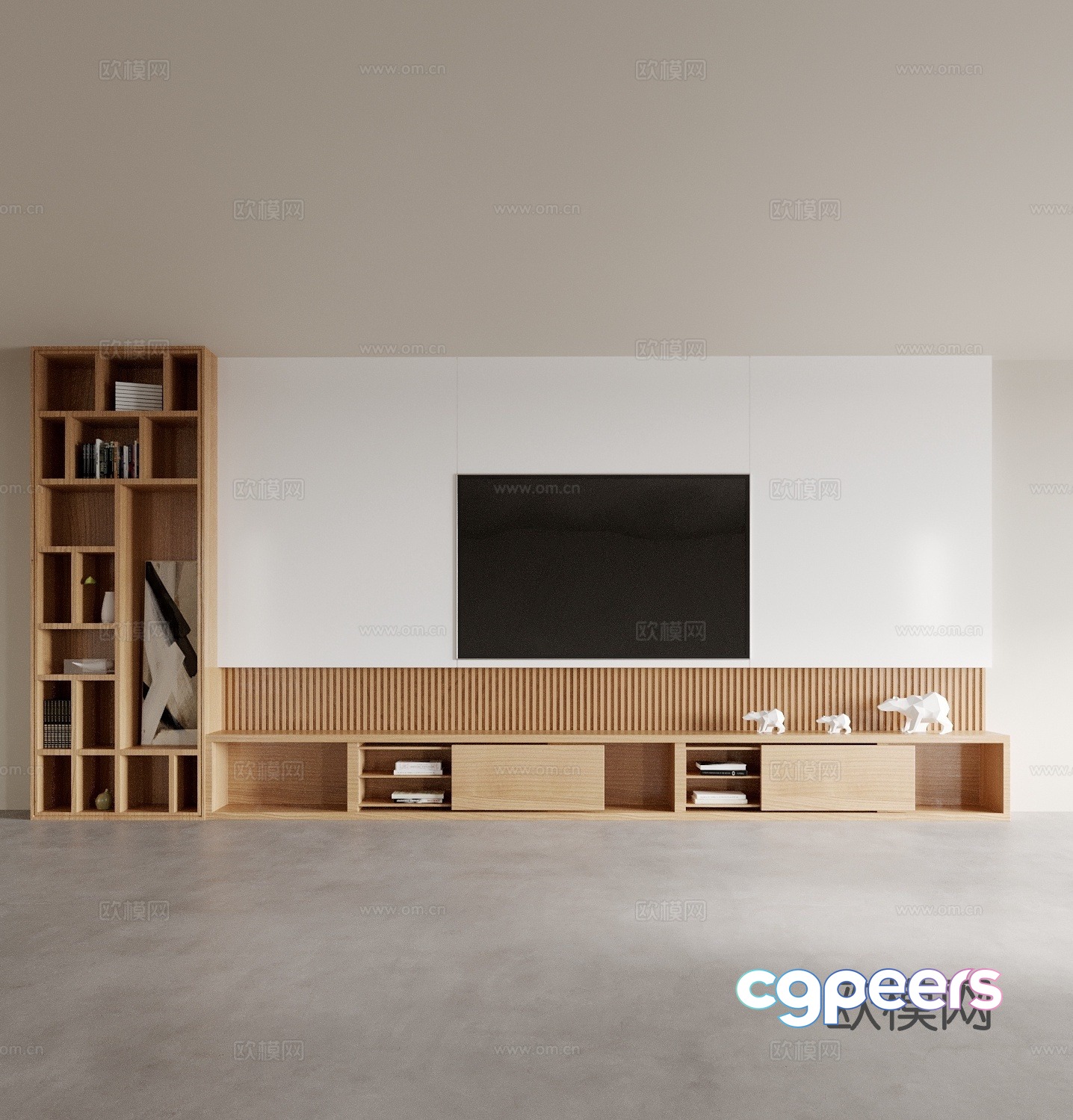 Log style TV cabinet TV wall integrated 3D model Log style TV cabinet TV wall integrated 3D model