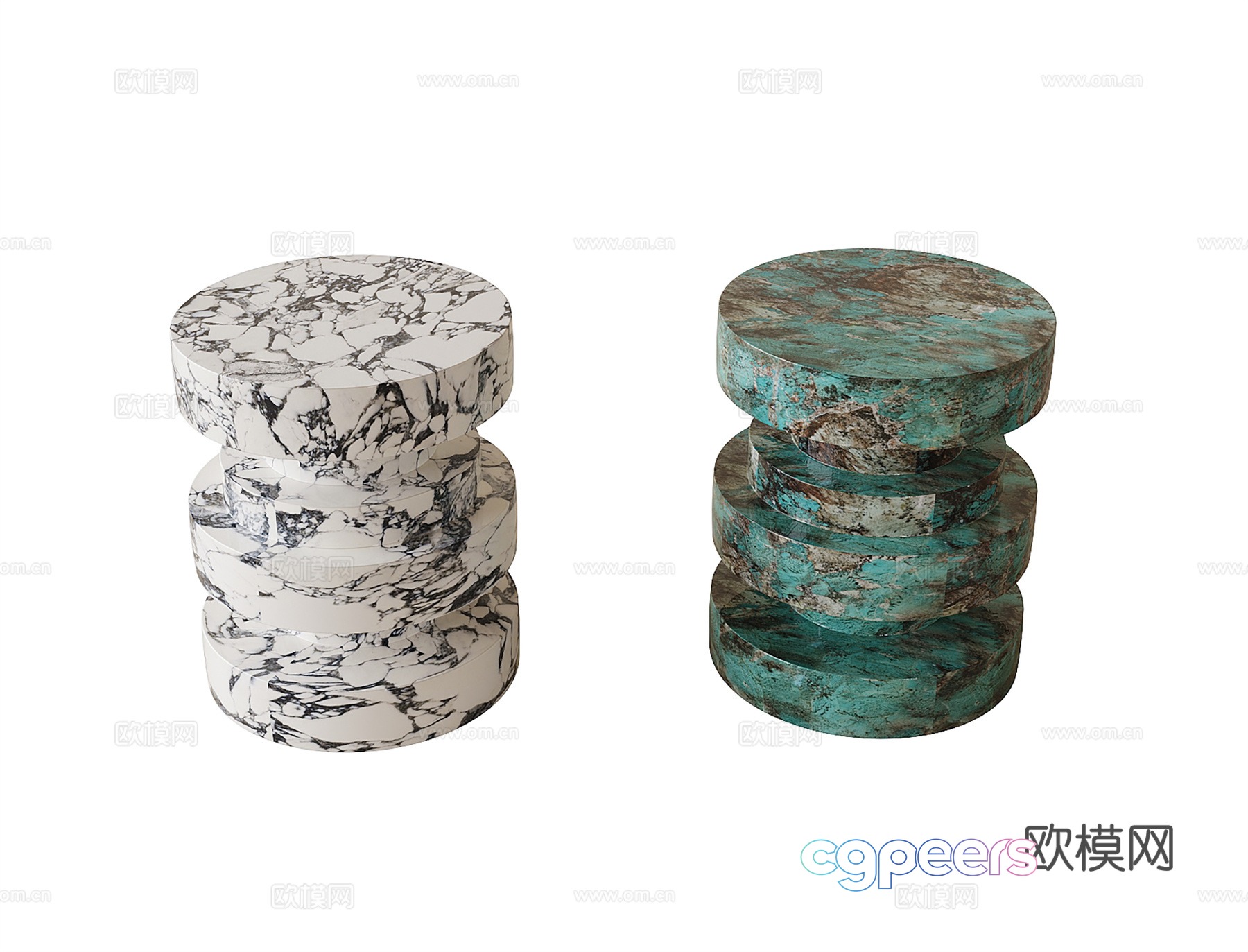 Modern round table side table angle table 3D model Modern round table side table angle table 3D model