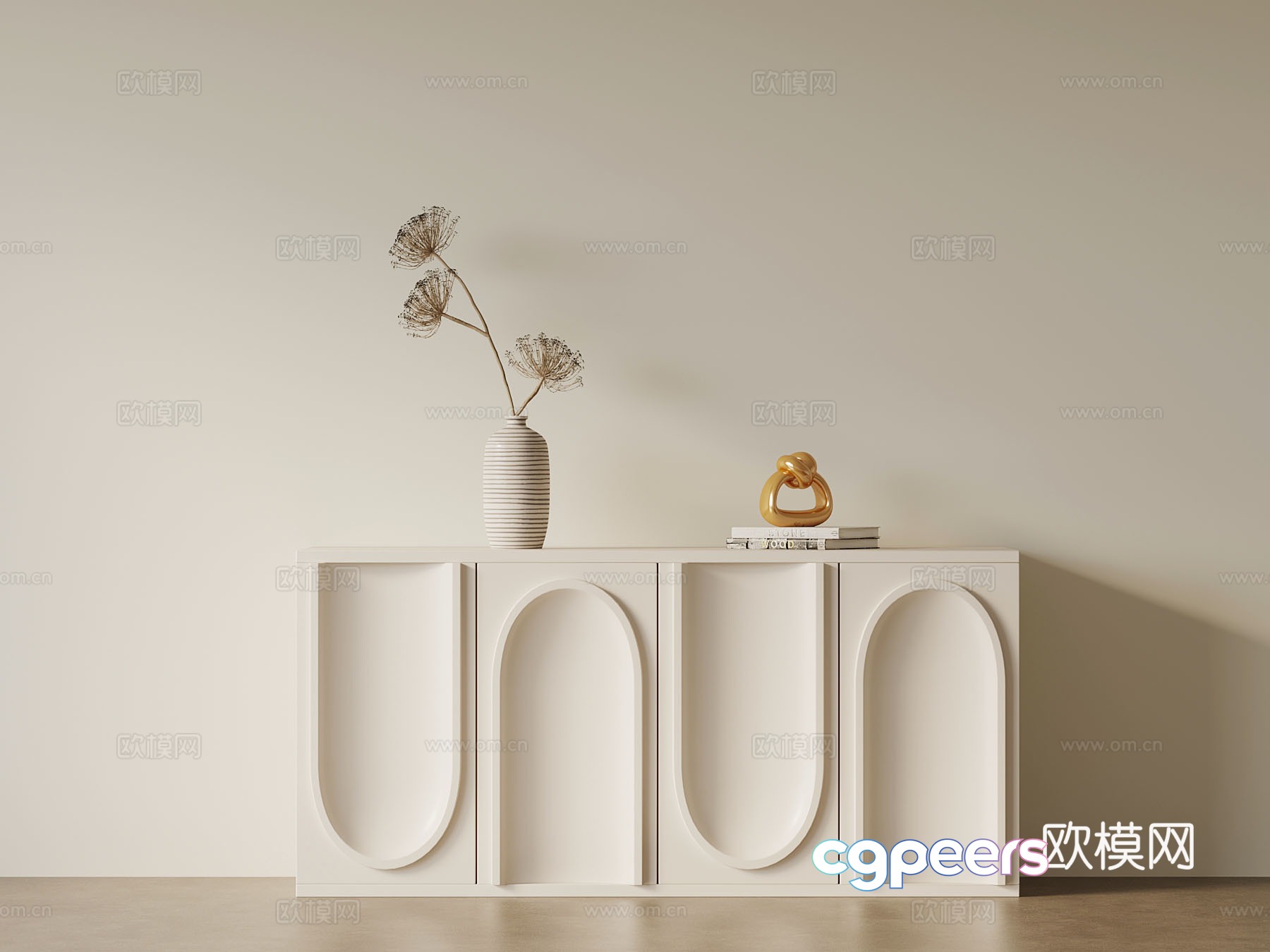 Cream style entrance cabinet side cabinet 3D model Cream style entrance cabinet side cabinet 3D model