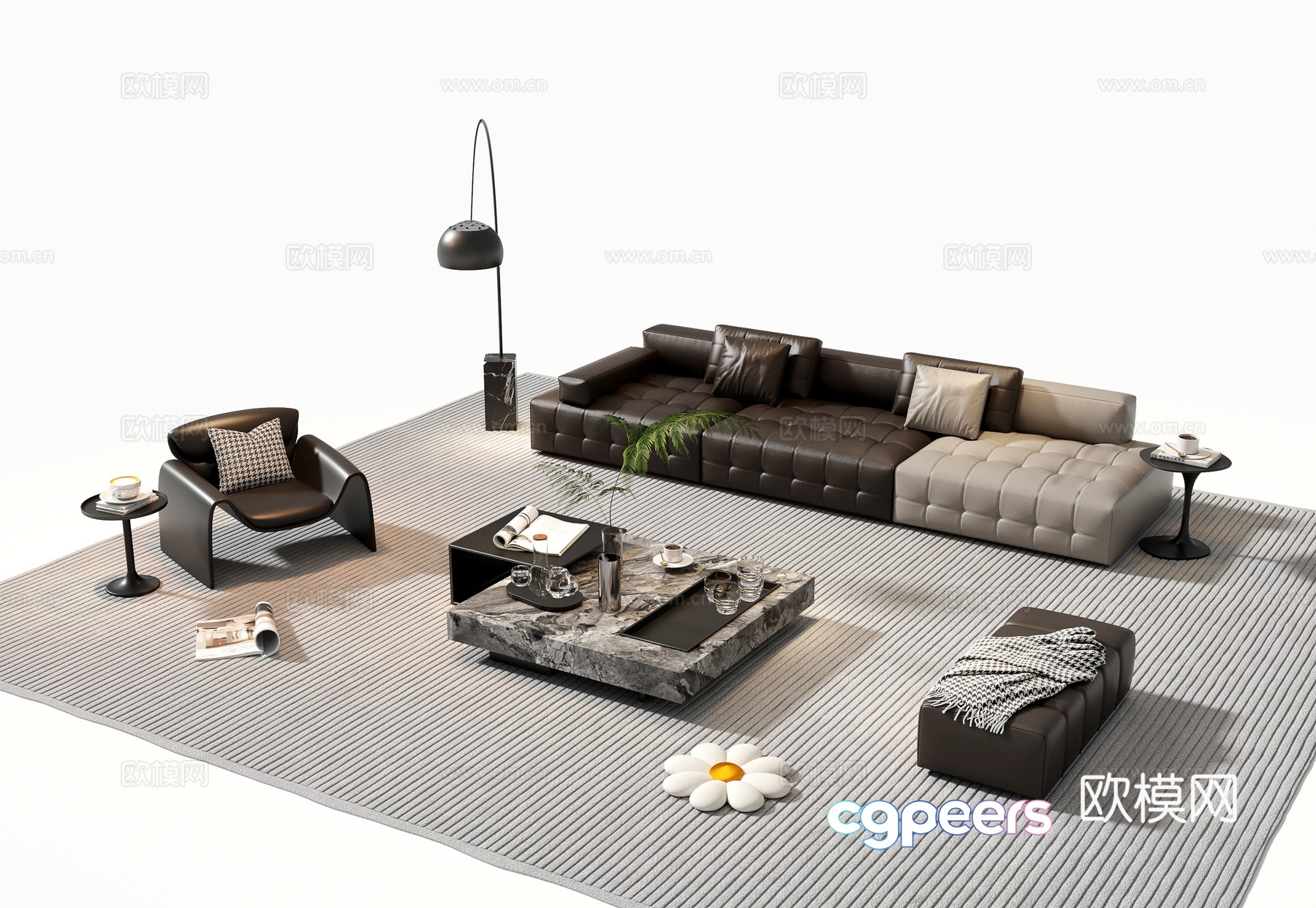 Italian sectional sofa 3d model Italian sectional sofa 3d model