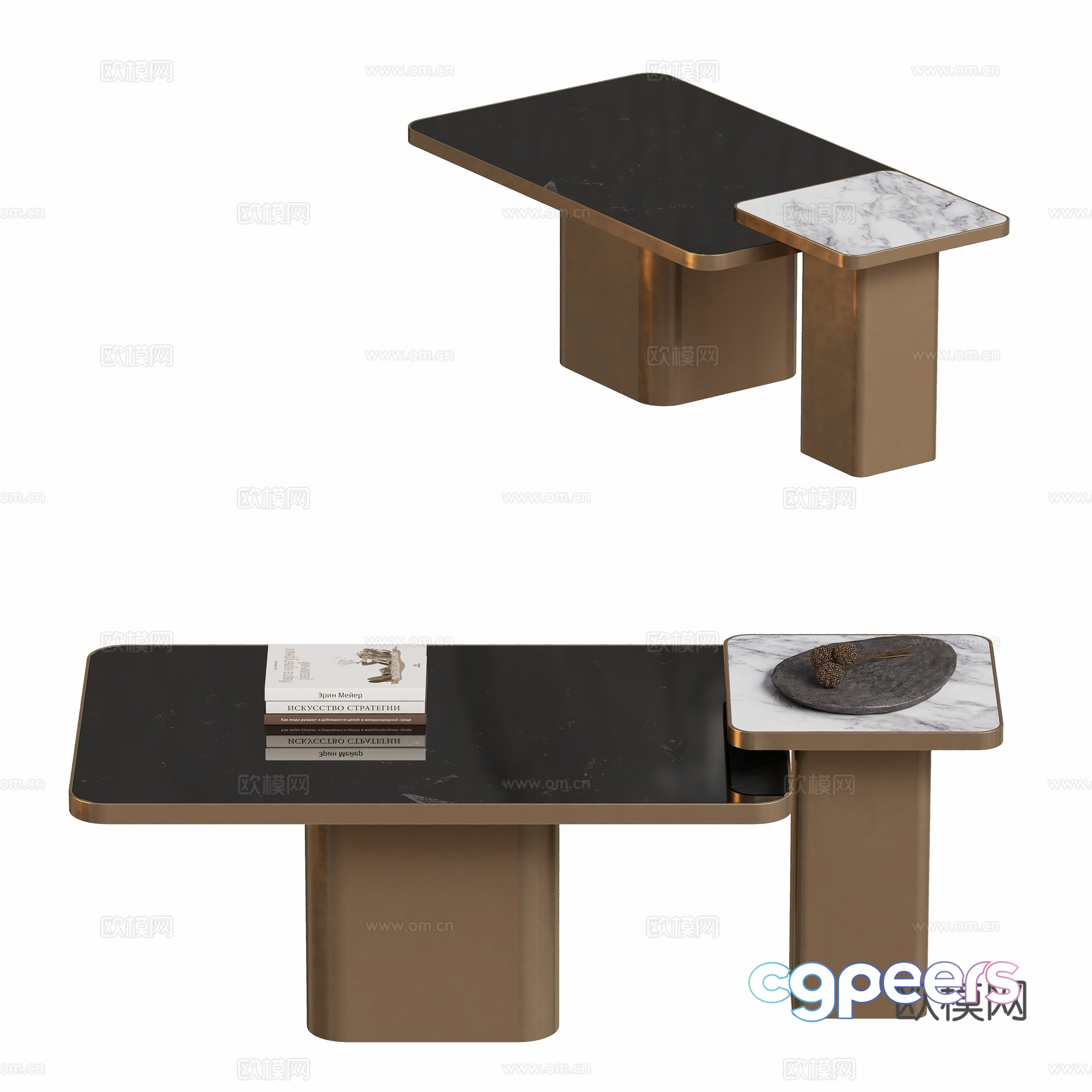 Modern double coffee table 3d model Modern double coffee table 3d model