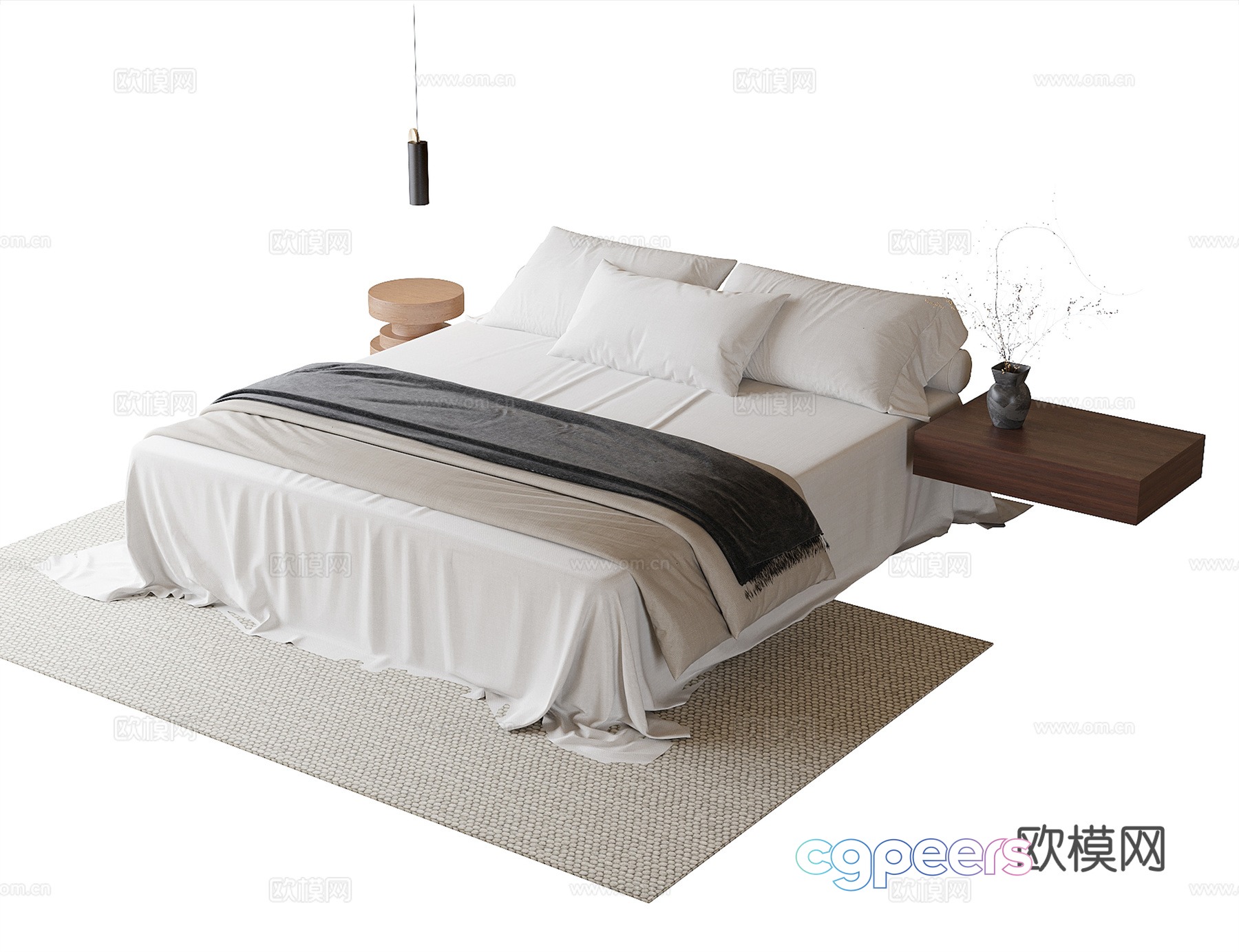 Modern double bed 3d model Modern double bed 3d model