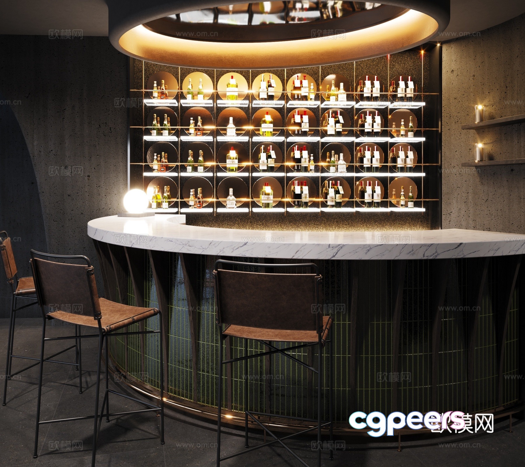 Modern bar bar wine rack 3d model Modern bar bar wine rack 3d model