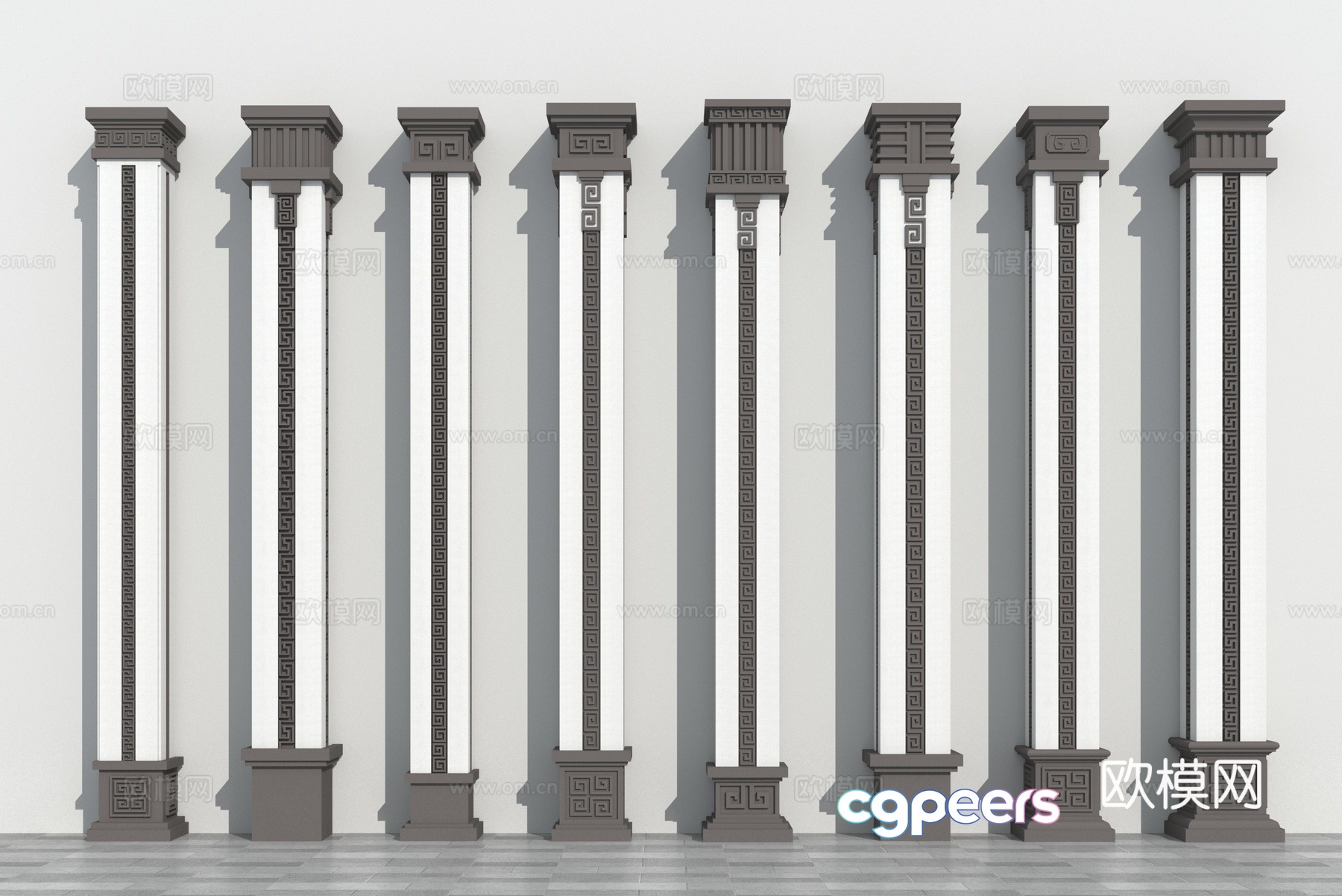 Chinese square column column 3d model Chinese square column column 3d model