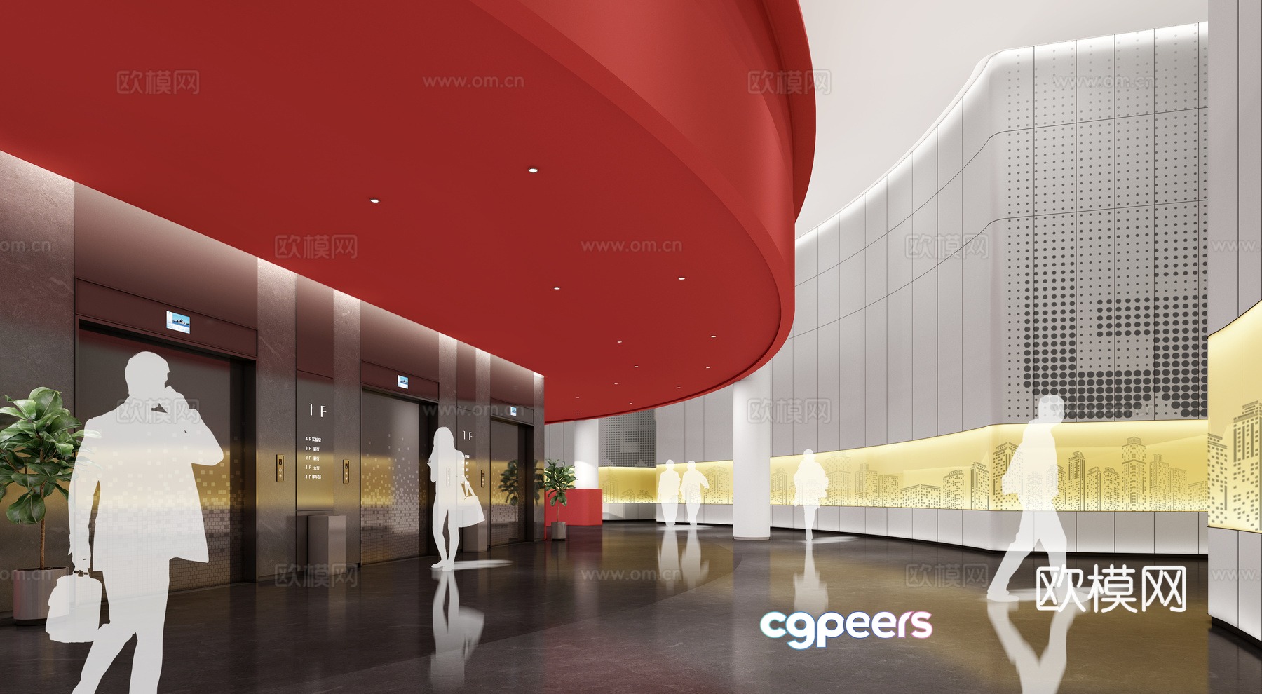 Modern elevator hall elevator room 3d model Modern elevator hall elevator room 3d model