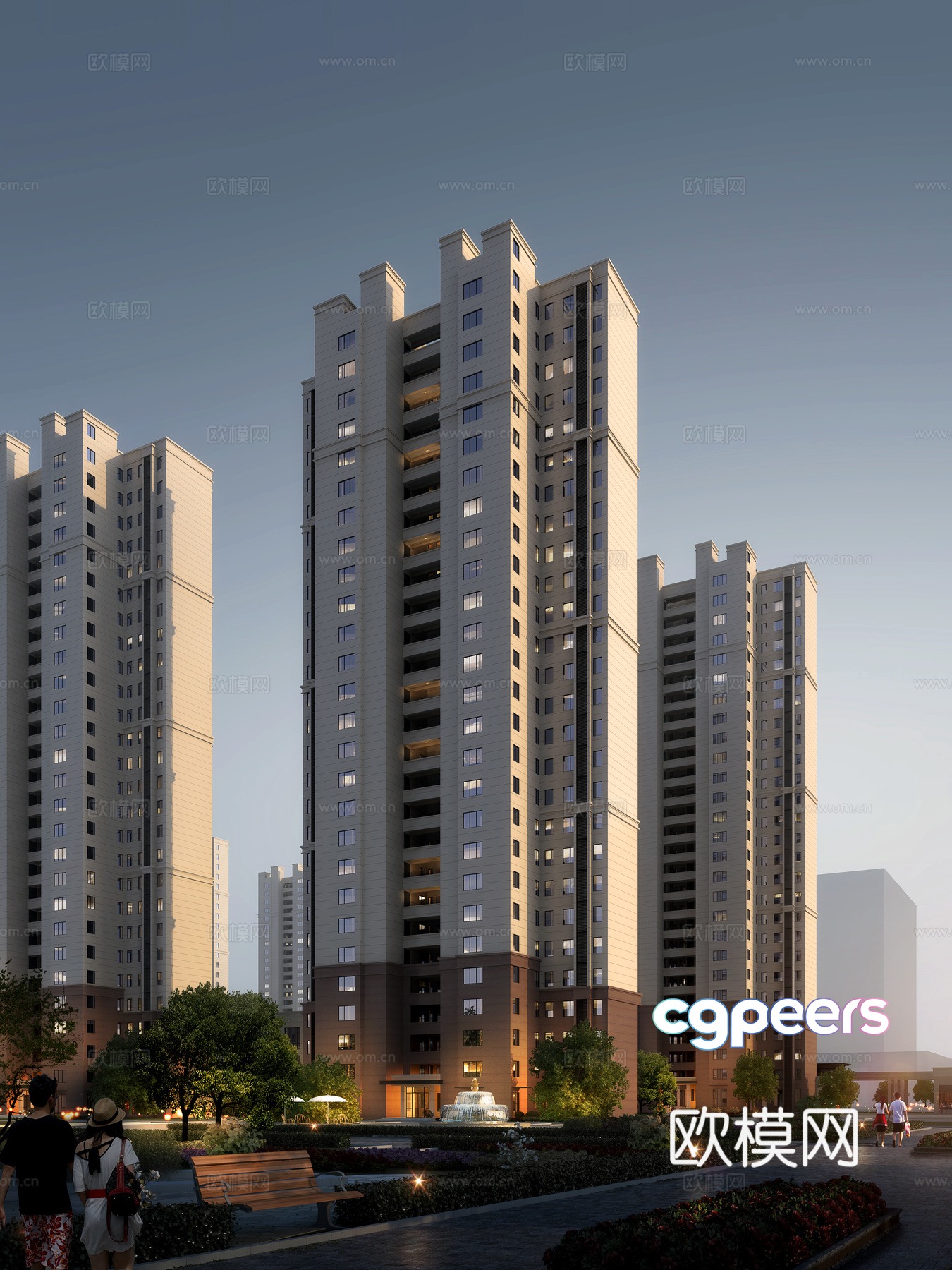 High-rise residential exterior 3d model High-rise residential exterior 3d model