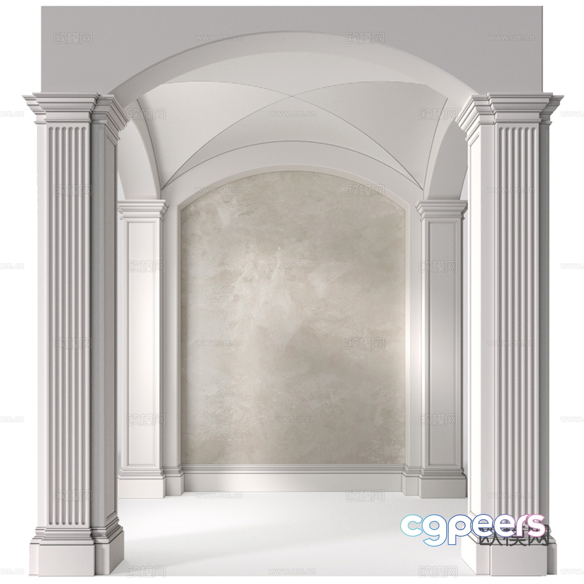 French Door Cover Pass Arched Door Opening 3D Model French Door Cover Pass Arched Door Opening 3D Model