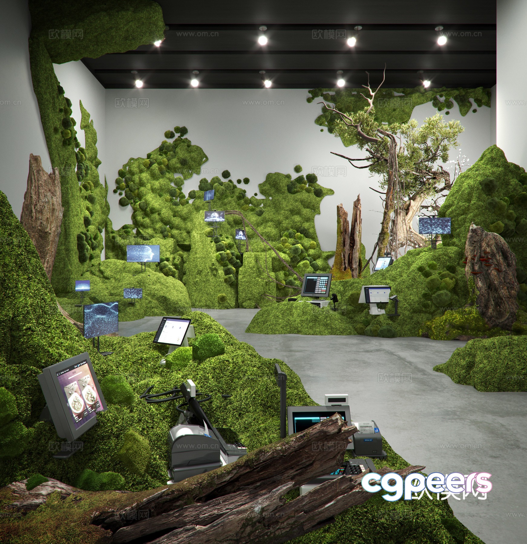 Modern indoor moss wall landscaping 3d model Modern indoor moss wall landscaping 3d model