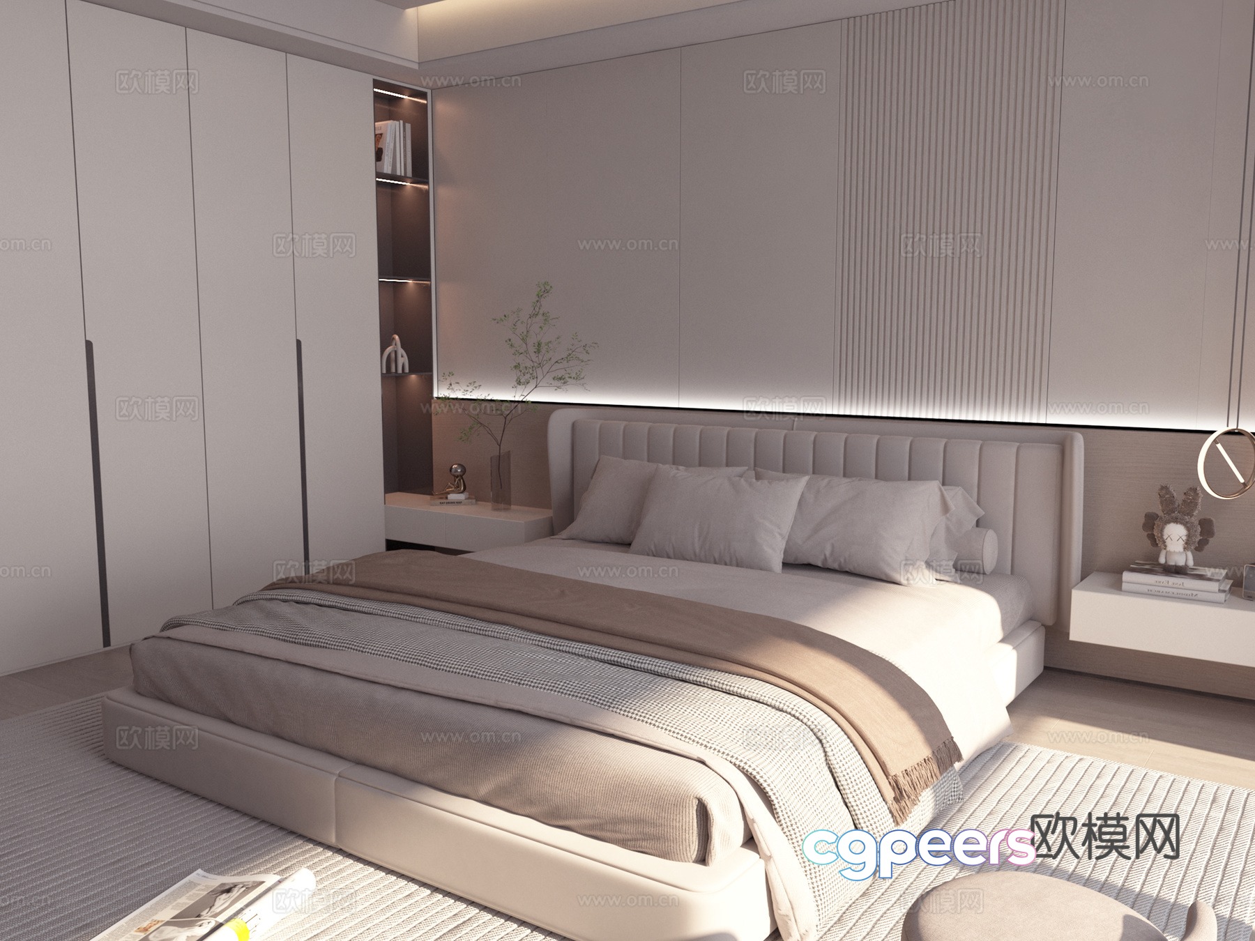 Modern double bed 3d model Modern double bed 3d model