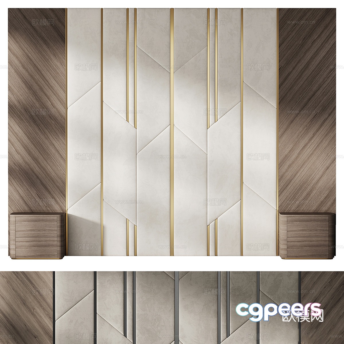 New Chinese style bedside background wall 3D model New Chinese style bedside background wall 3D model