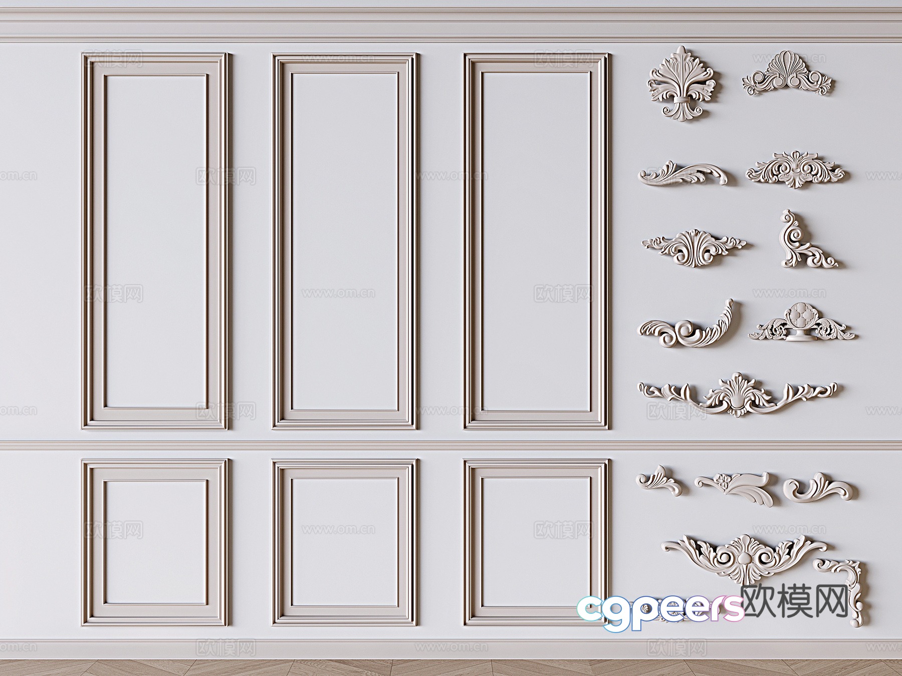 French plaster line components plaster carved lines 3D model French plaster line components plaster carved lines 3D model