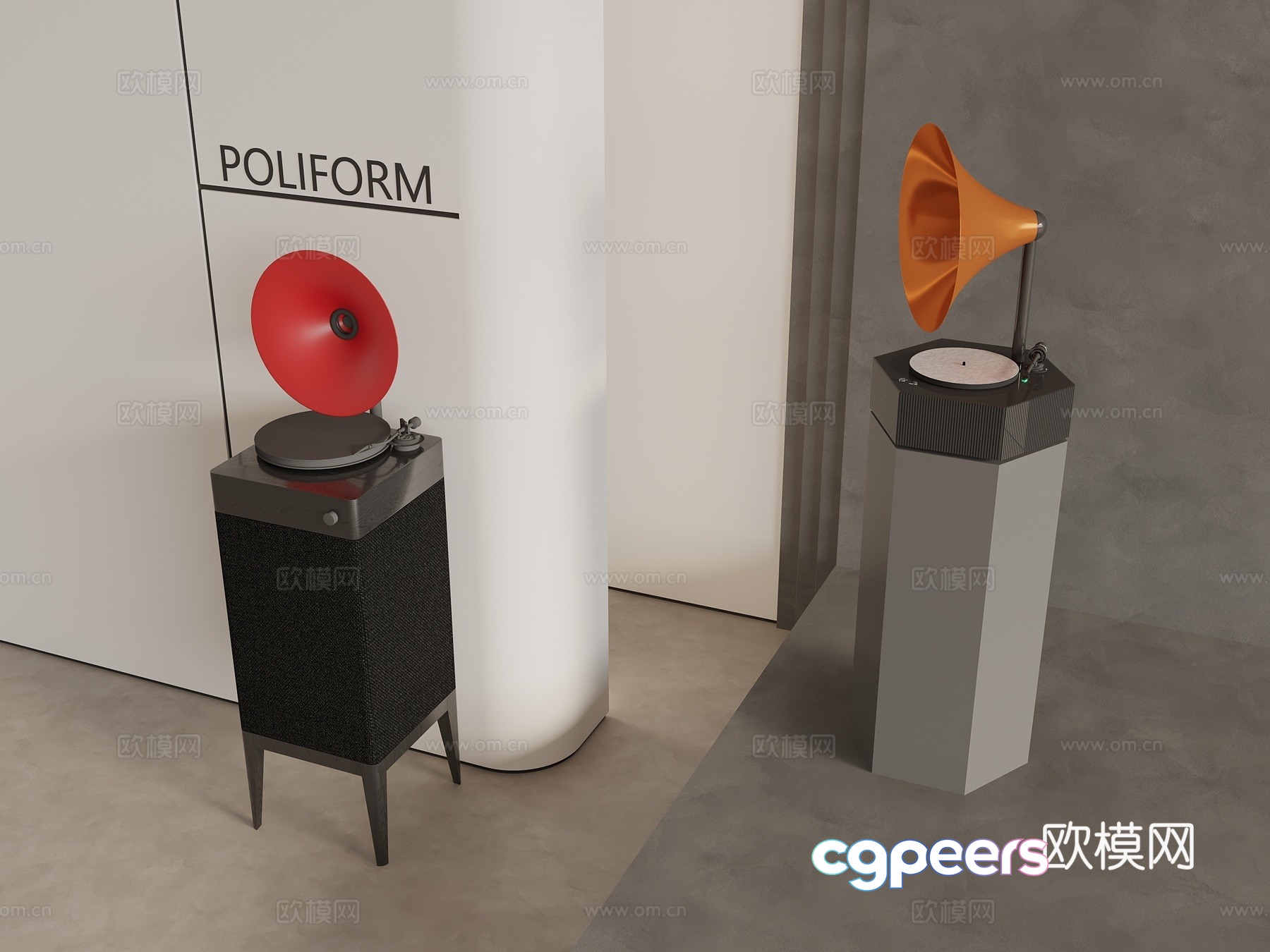 Modern gramophone record player 3d model Modern gramophone record player 3d model