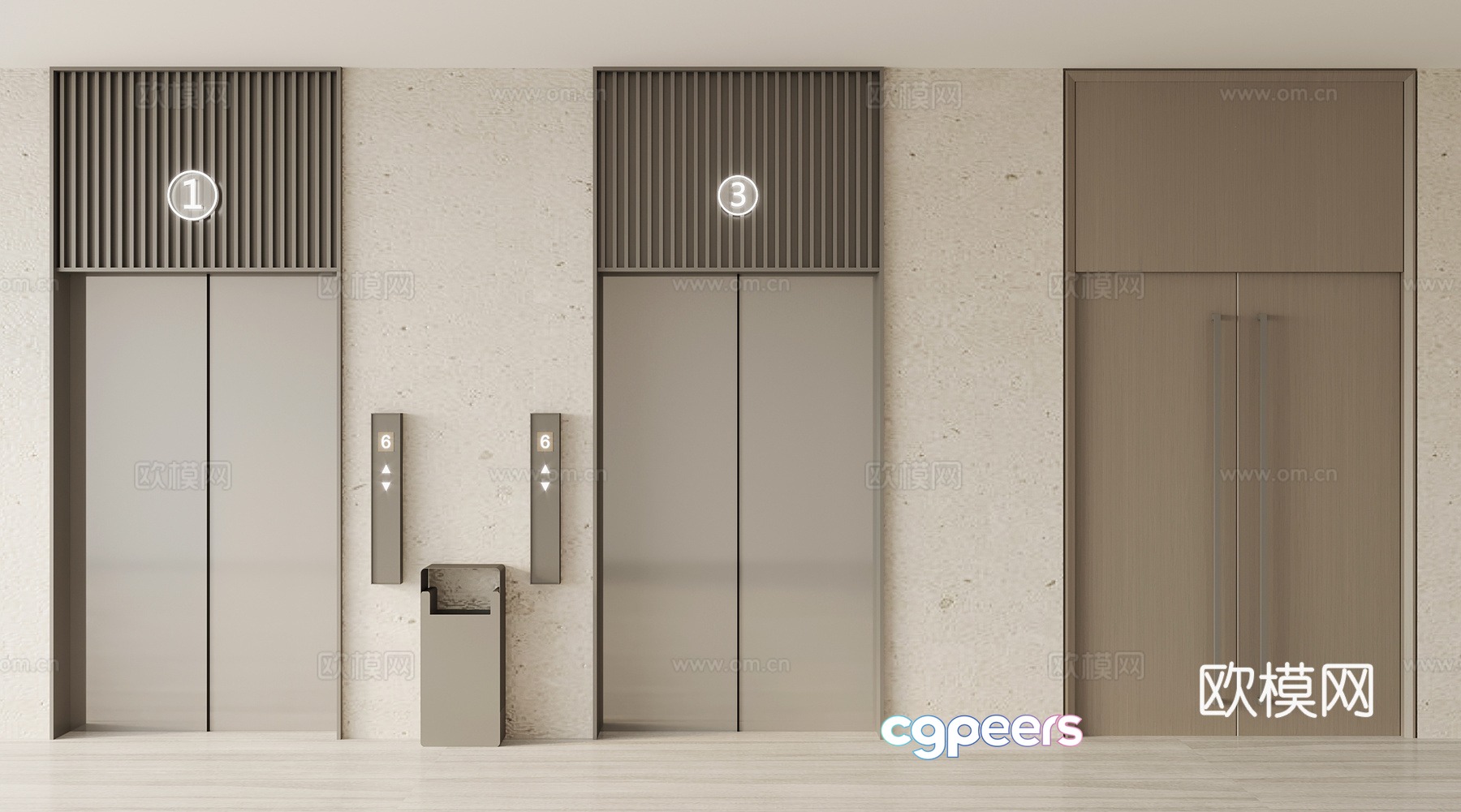 Modern elevator door double door fire escape door 3d model Modern elevator door double door fire escape door 3d model