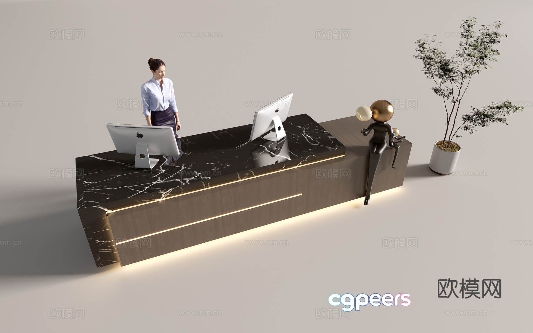 Modern company front desk reception desk service desk 3d model Modern company front desk reception desk service desk 3d model